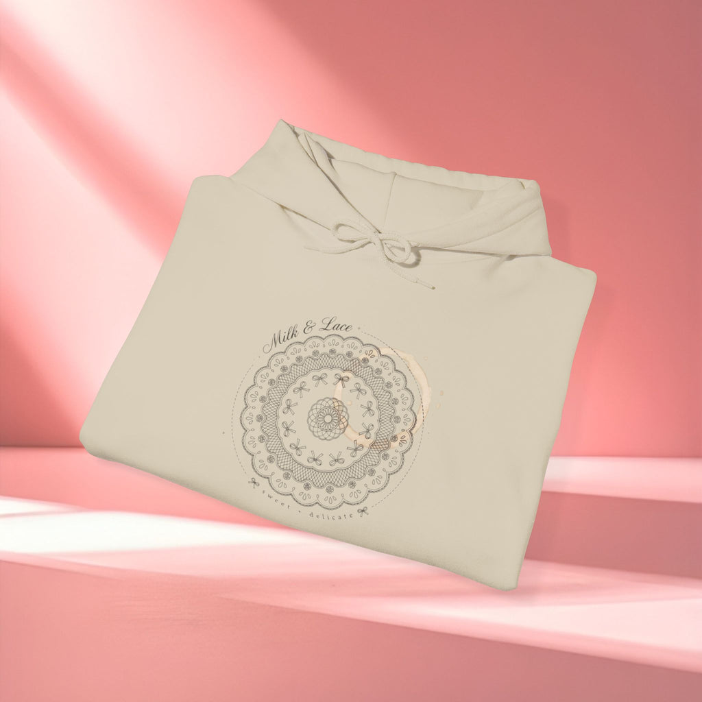 Mandala Coffee Stain Hoodie — Minimalist Boho Sweatshirt