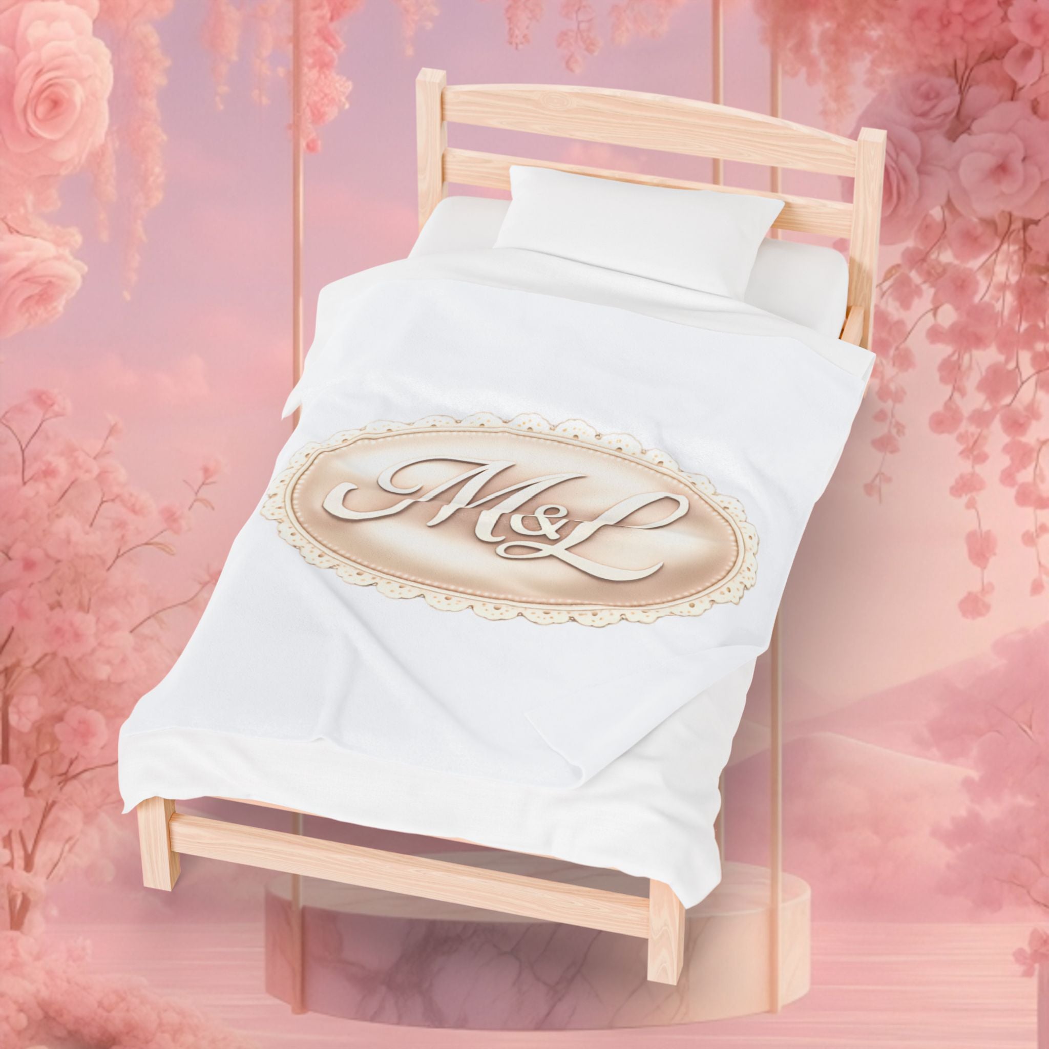 Monogram Velveteen Plush Blanket — Elegant Soft Personalized Throw