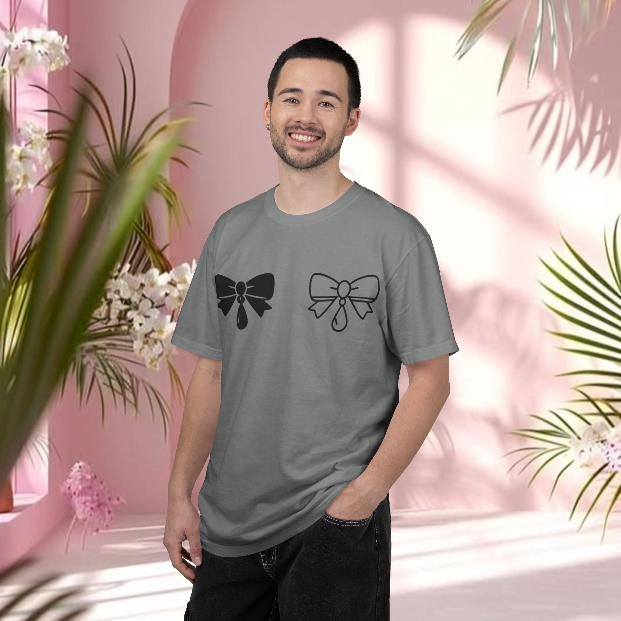 Bow Graphic T‑Shirt — "Milk & Lace — made of sugar." Back Text Tee