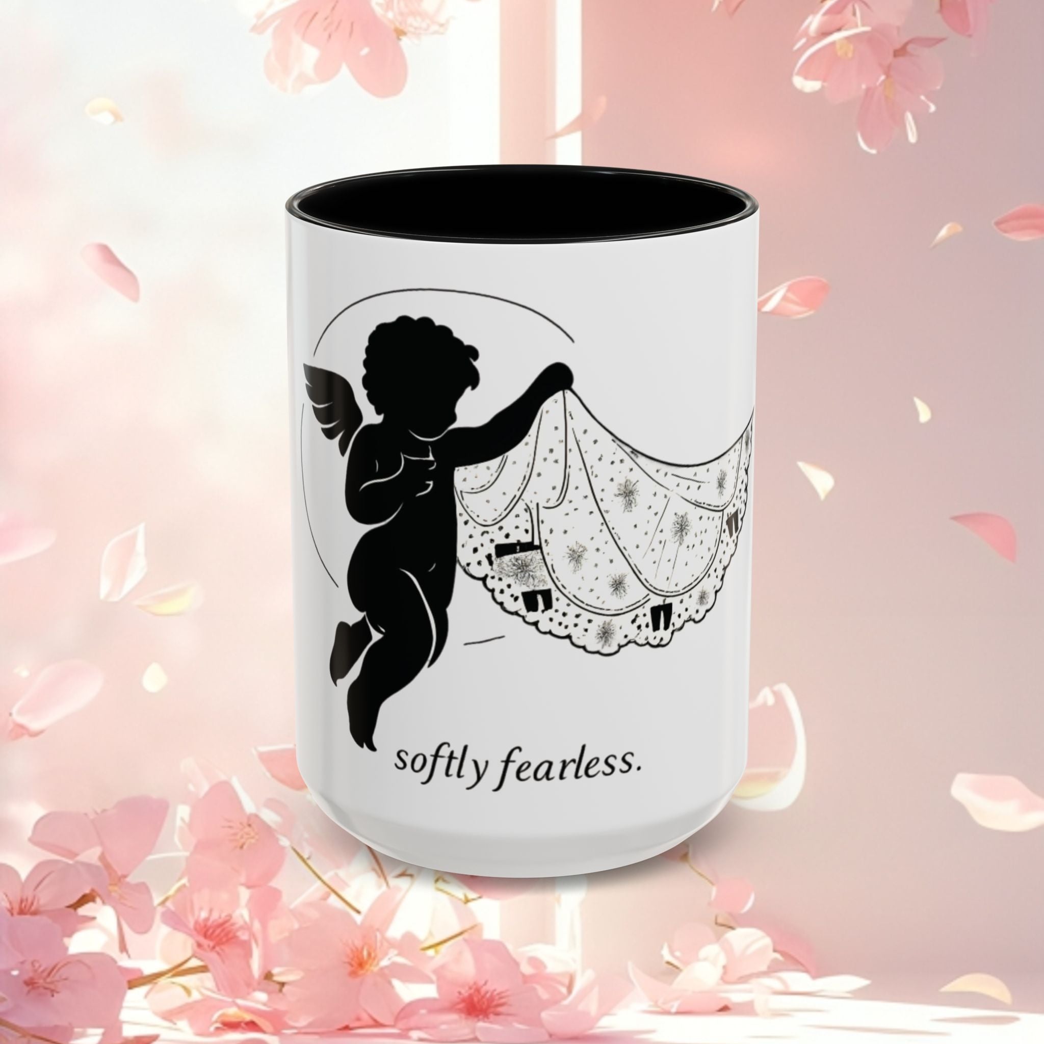 Cherub Illustration Accent Coffee Mug — Confident Angel Design (11/15 oz)
