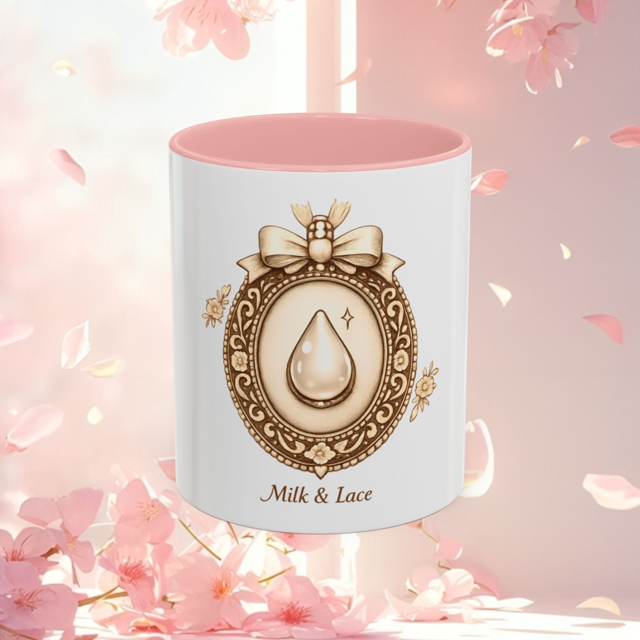 Vintage Cameo Emblem Accent Coffee Mug — Retro Portrait Ceramic Mug (11/15 oz)