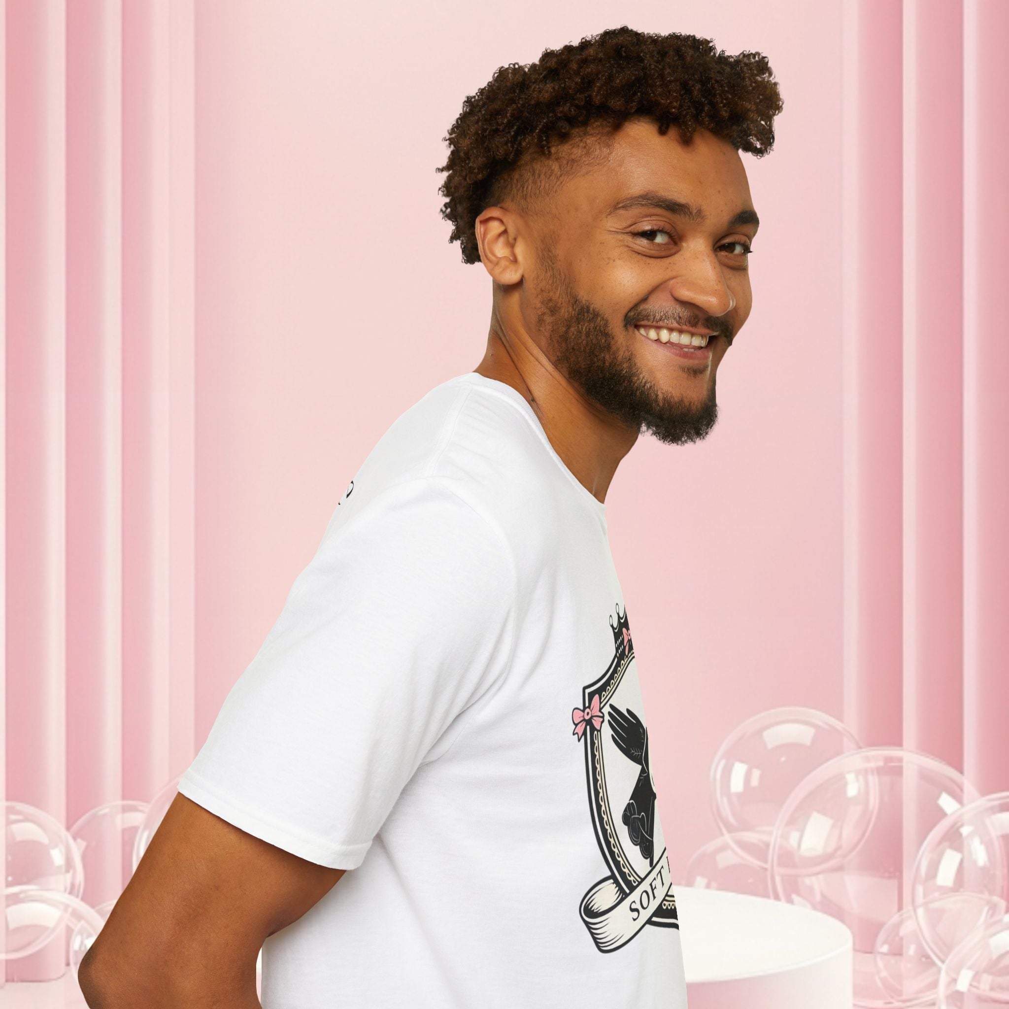Soft Power Crest T‑Shirt — 'Milk & Lace' Feminine Crest Tee