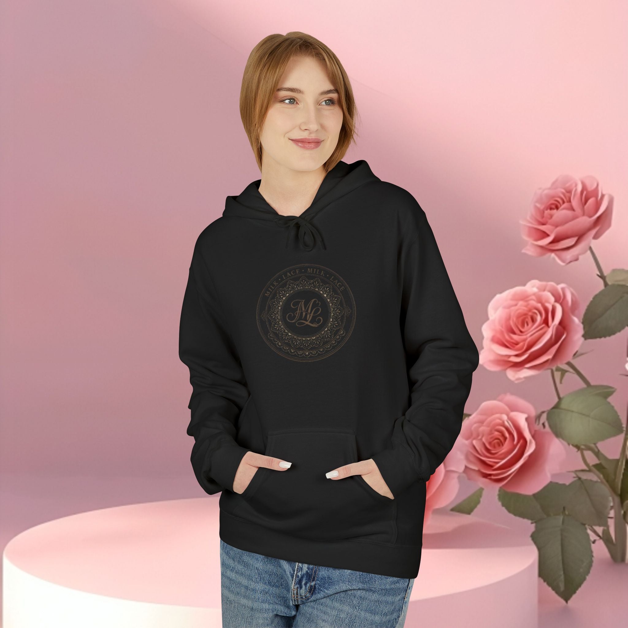 Minimalist Floral Typographic Hoodie — Floral Text Design