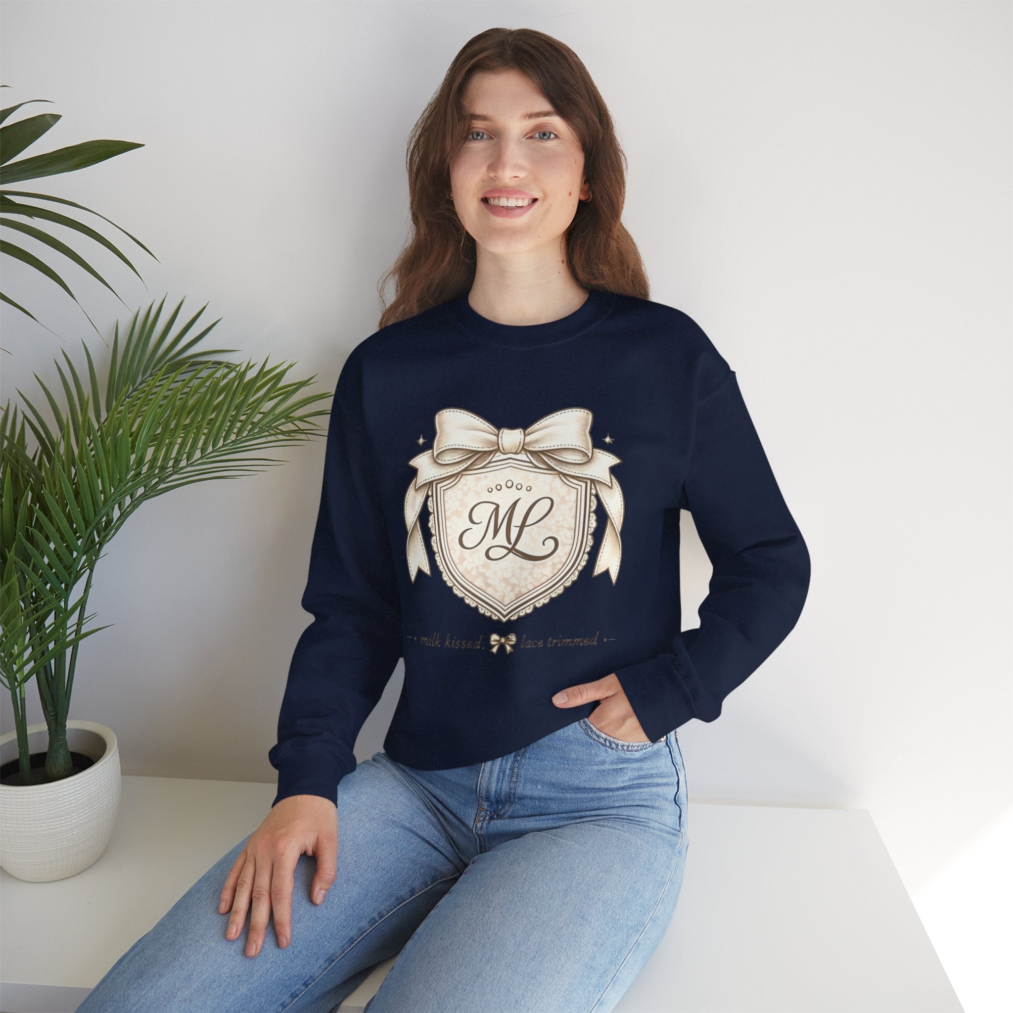 Vintage Cream Monogram Crewneck Sweatshirt
