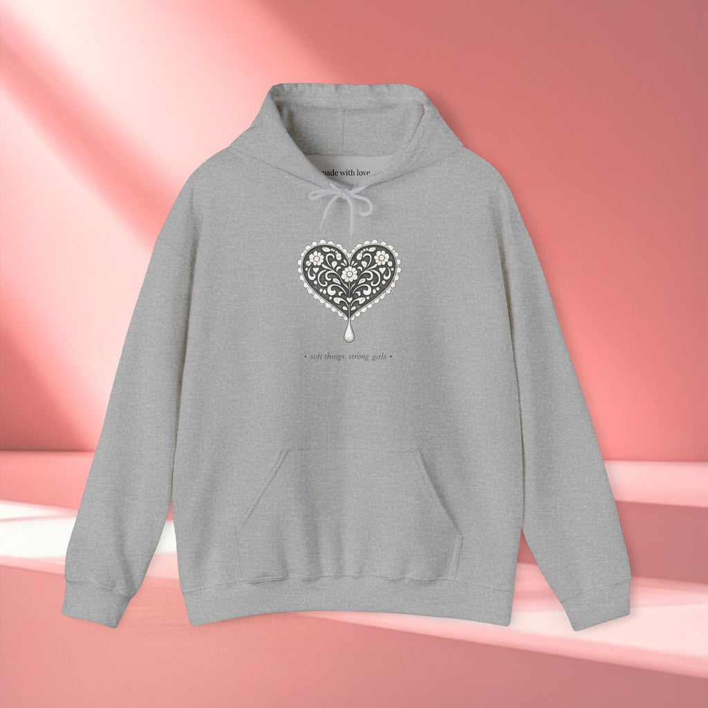 Romantic Delicate Graphic Hoodie — Floral-Inspired Cozy Sweatshirt