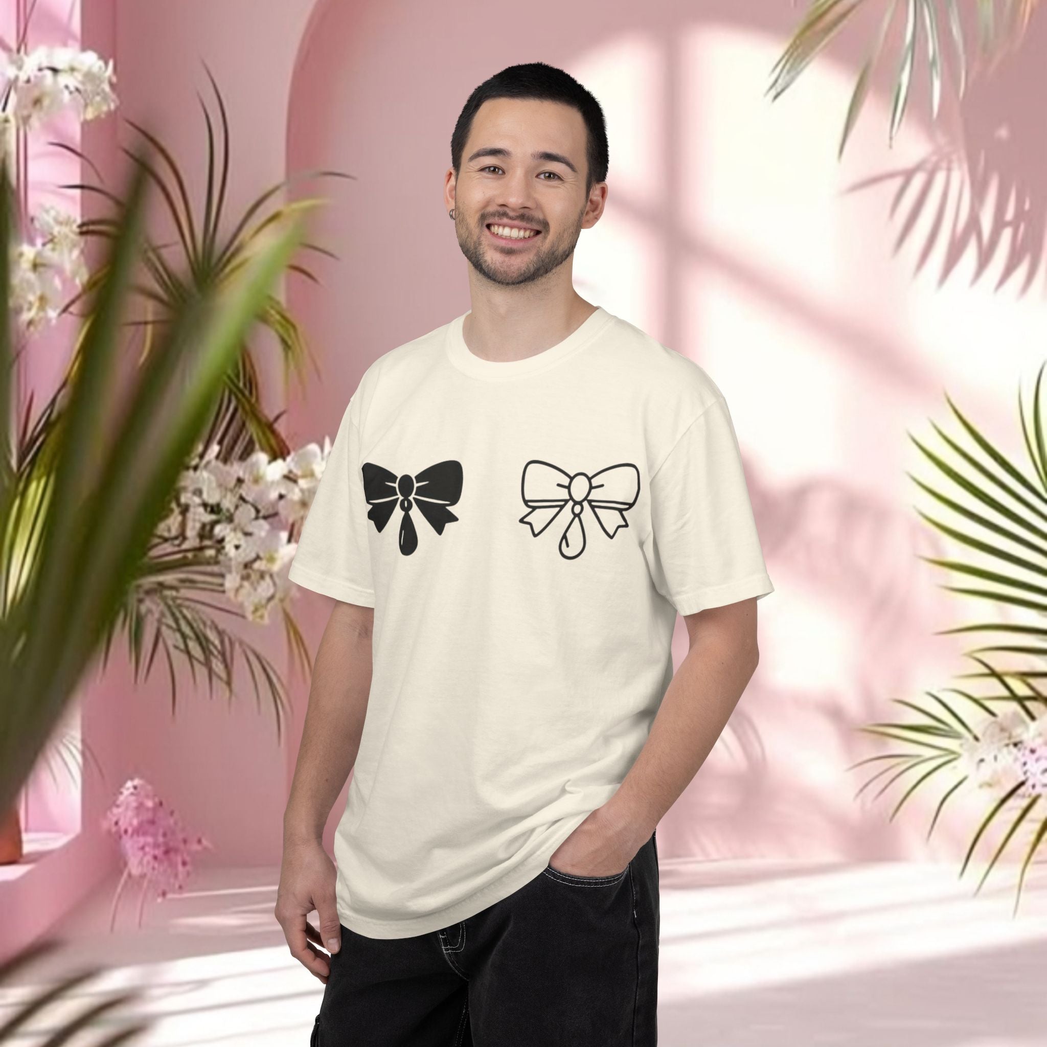 Bow Graphic T‑Shirt — "Milk & Lace — made of sugar." Back Text Tee