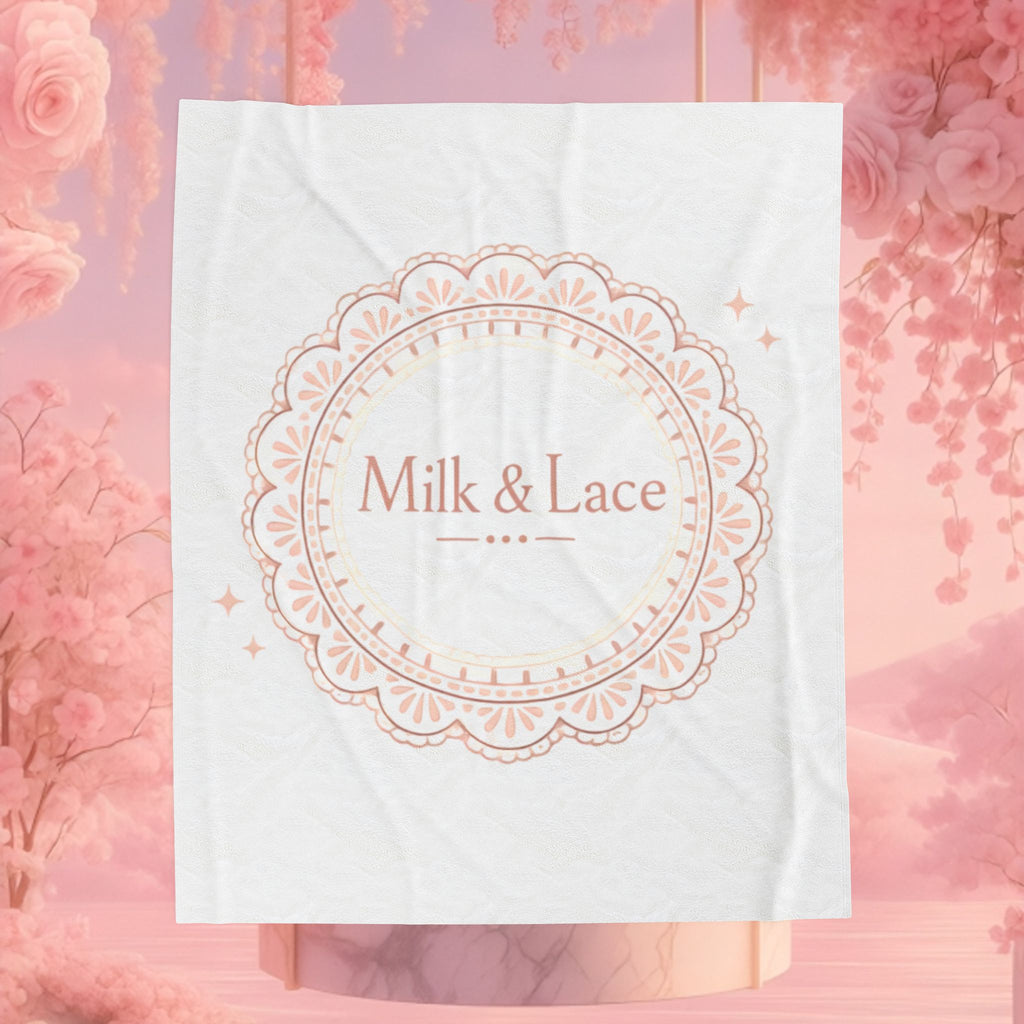 Velveteen Plush Blanket — "Milk & Lace" Soft Decorative Throw for Cozy Bedrooms, Gift for Her