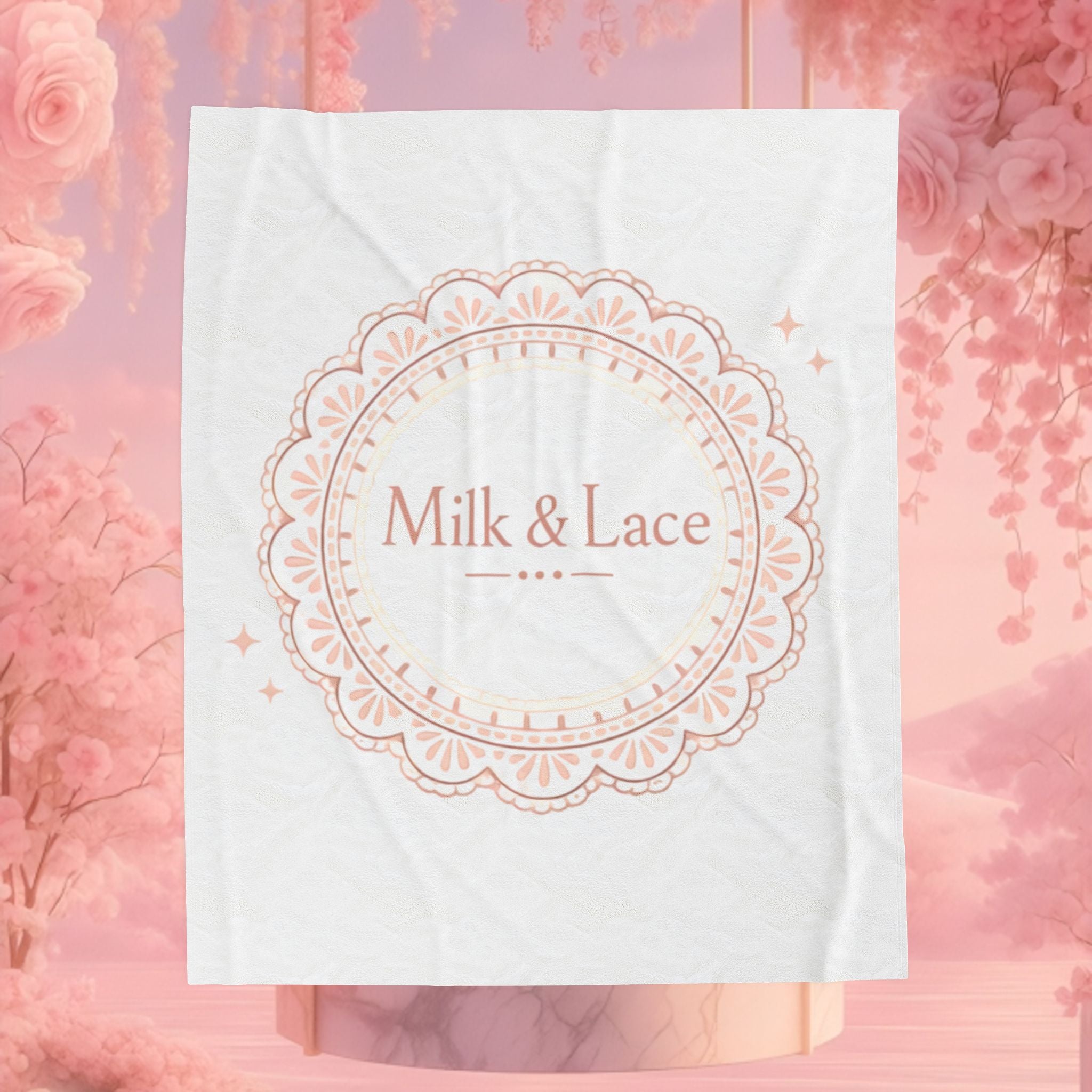 Velveteen Plush Blanket — "Milk & Lace" Soft Decorative Throw for Cozy Bedrooms, Gift for Her