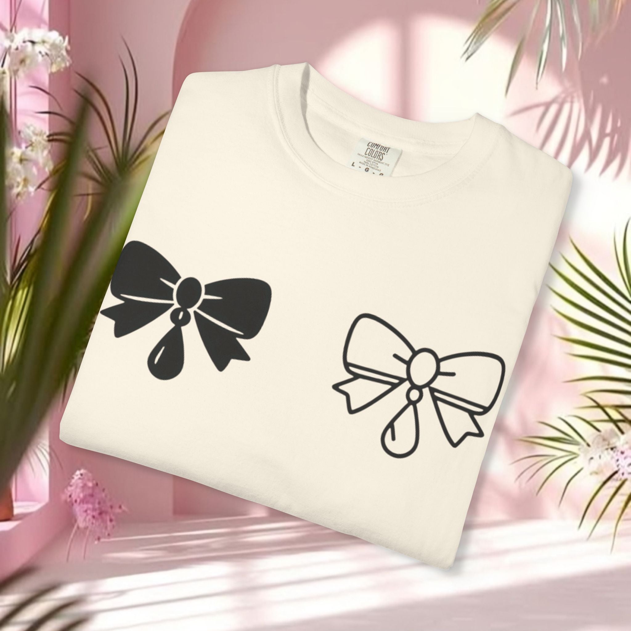 Bow Graphic T‑Shirt — "Milk & Lace — made of sugar." Back Text Tee