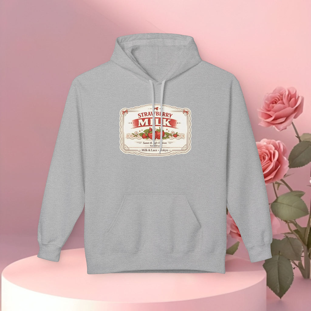 Strawberry Milk Label Hoodie — Vintage Farmhouse Graphic Sweatshirt