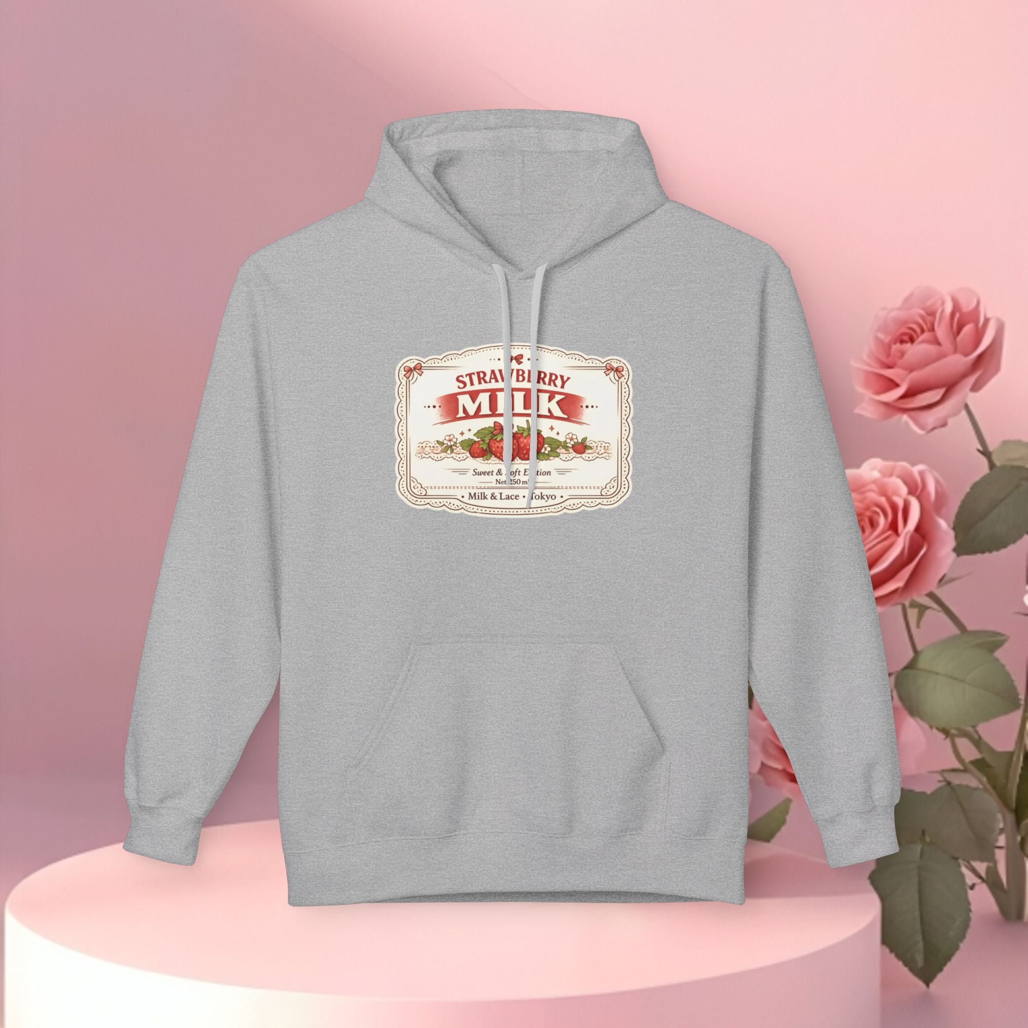 Strawberry Milk Label Hoodie — Vintage Farmhouse Graphic Sweatshirt