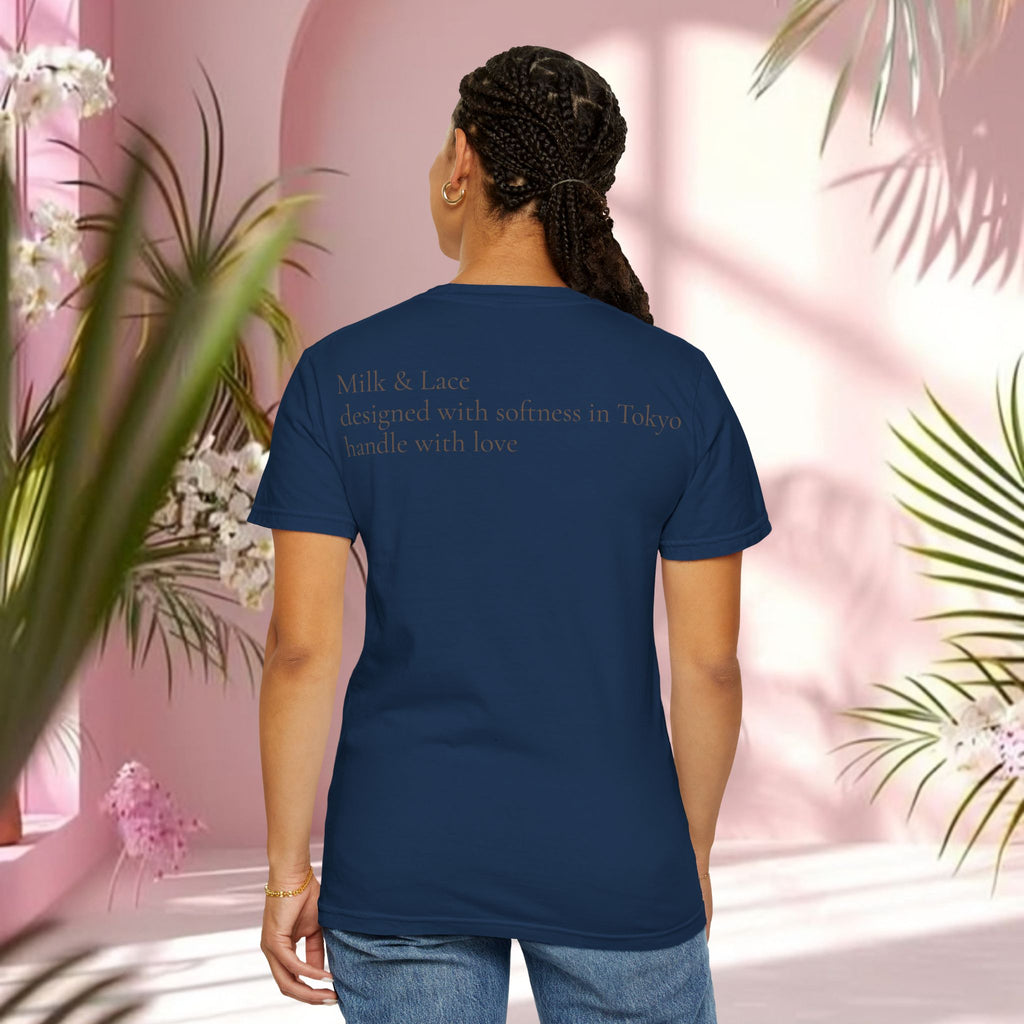 Milk & Lace Cute Pastel Sticker Tee — Strawberry Tea Graphic T-Shirt