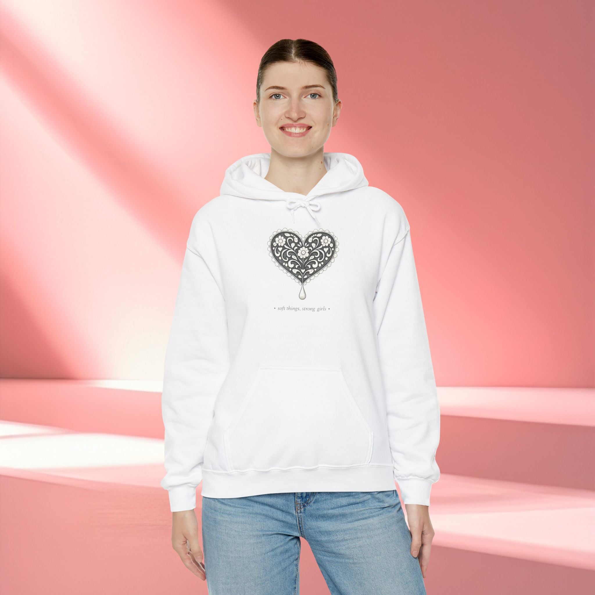 Romantic Delicate Graphic Hoodie — Floral-Inspired Cozy Sweatshirt