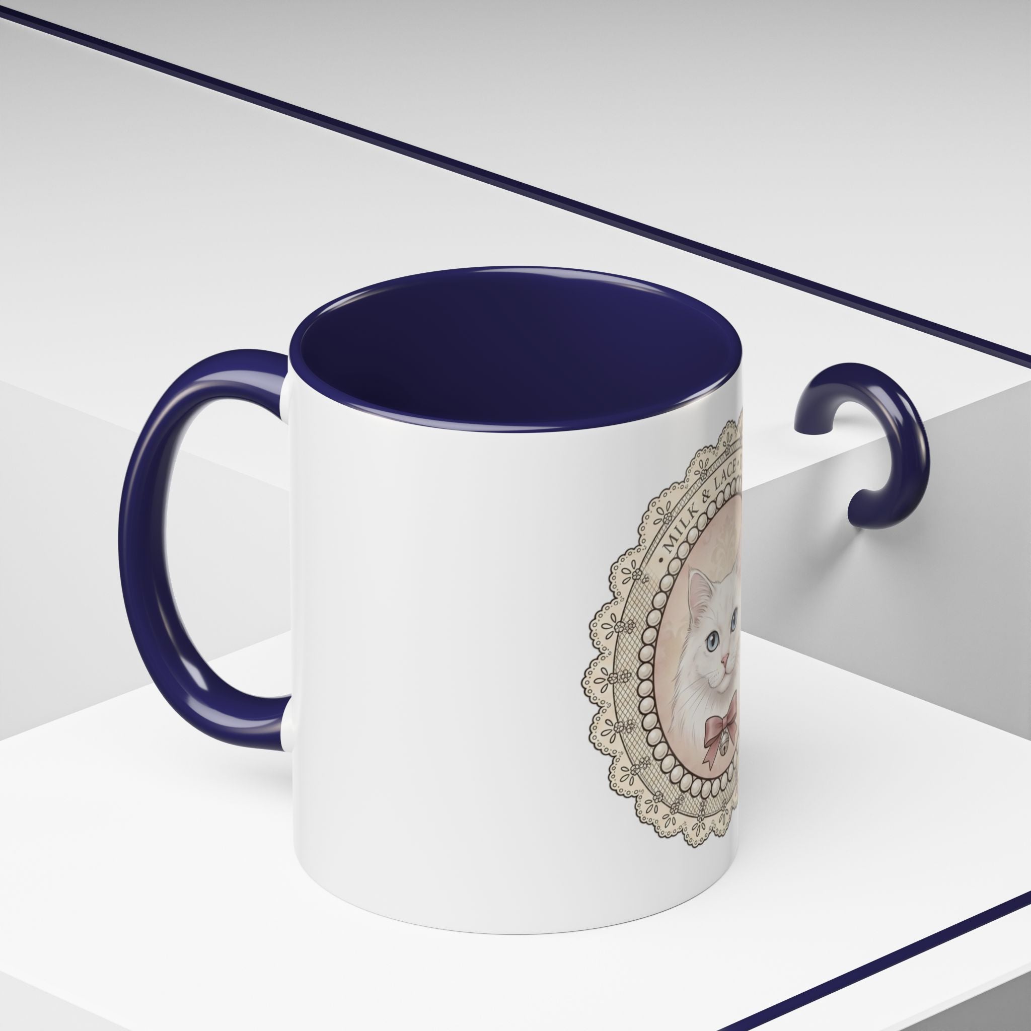 Vintage Charming Cat Accent Coffee Mug — Retro Cat Lover Gift (11/15 oz)