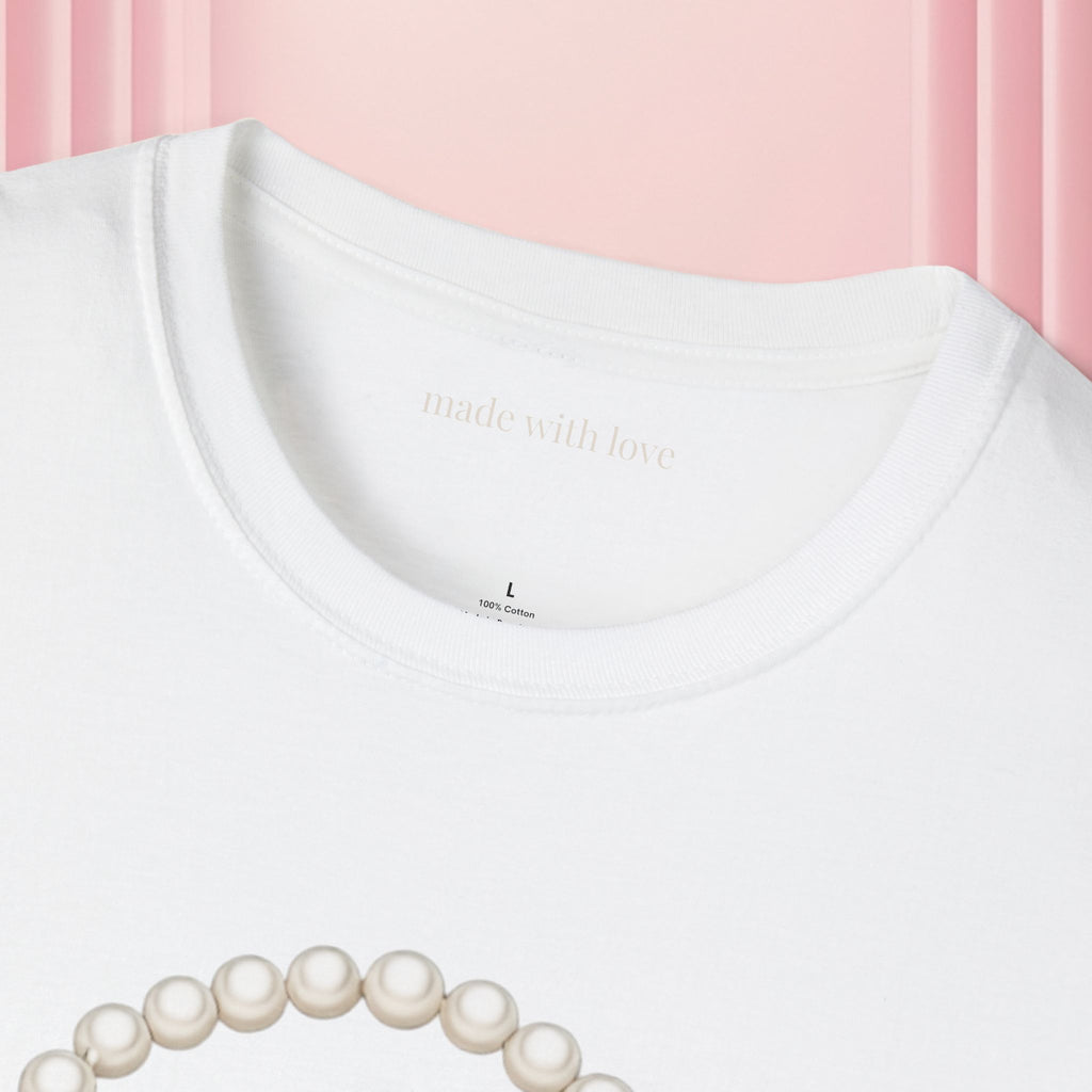 Pearl Necklace Graphic T‑Shirt — 'Milk & Lace' Minimalist Jewelry Tee