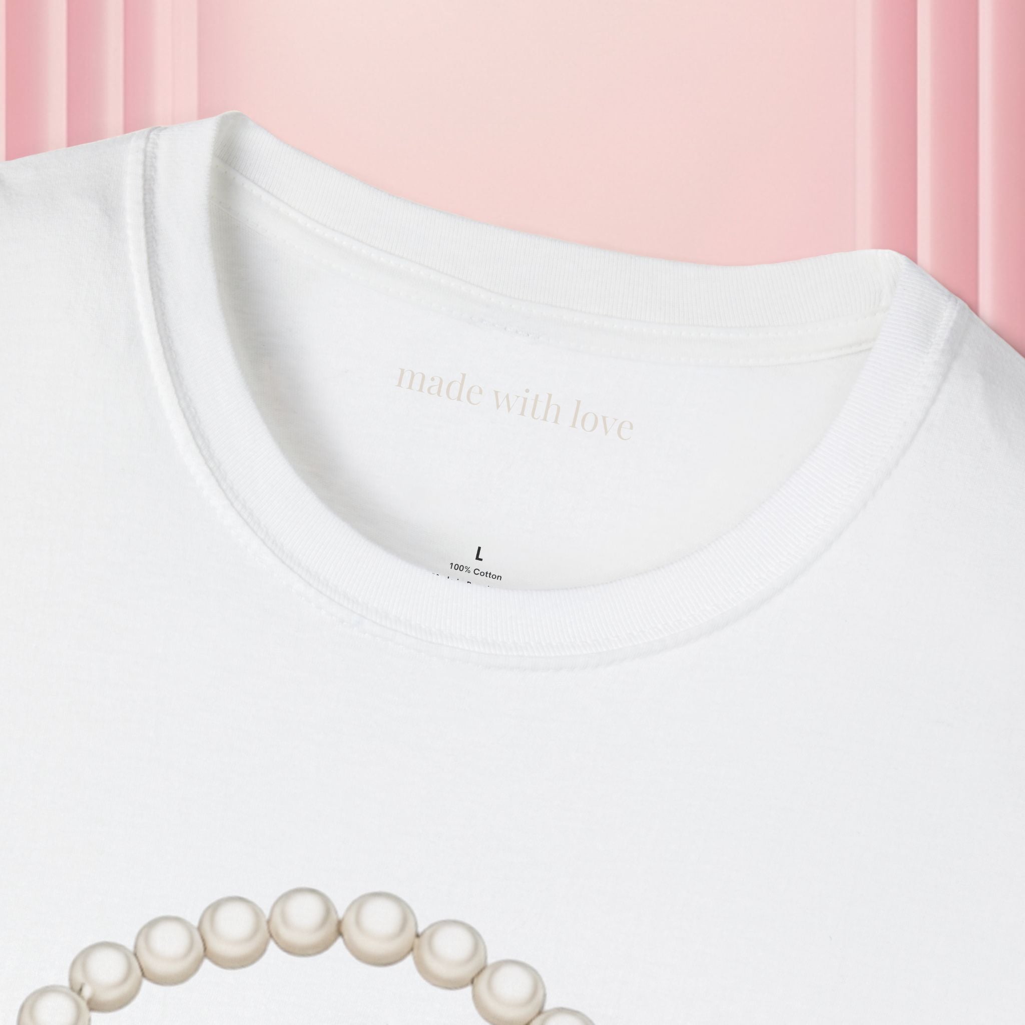 Pearl Necklace Graphic T‑Shirt — 'Milk & Lace' Minimalist Jewelry Tee