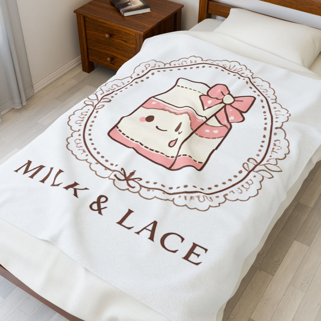 Kawaii Whimsical Velveteen Plush Blanket — Cute Cozy Throw