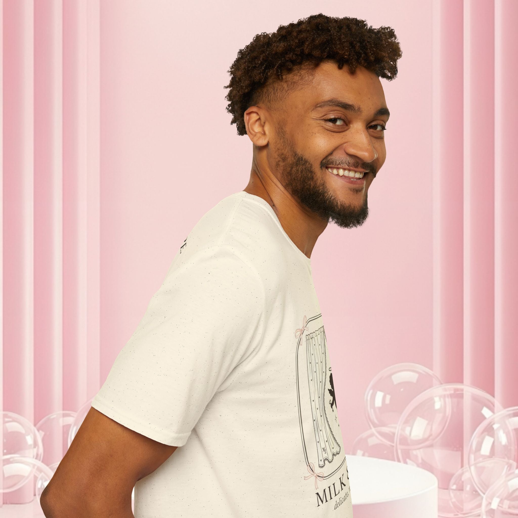 Milk & Lace Graphic T-Shirt — 'Handle With Desire' Vintage Cherub Design