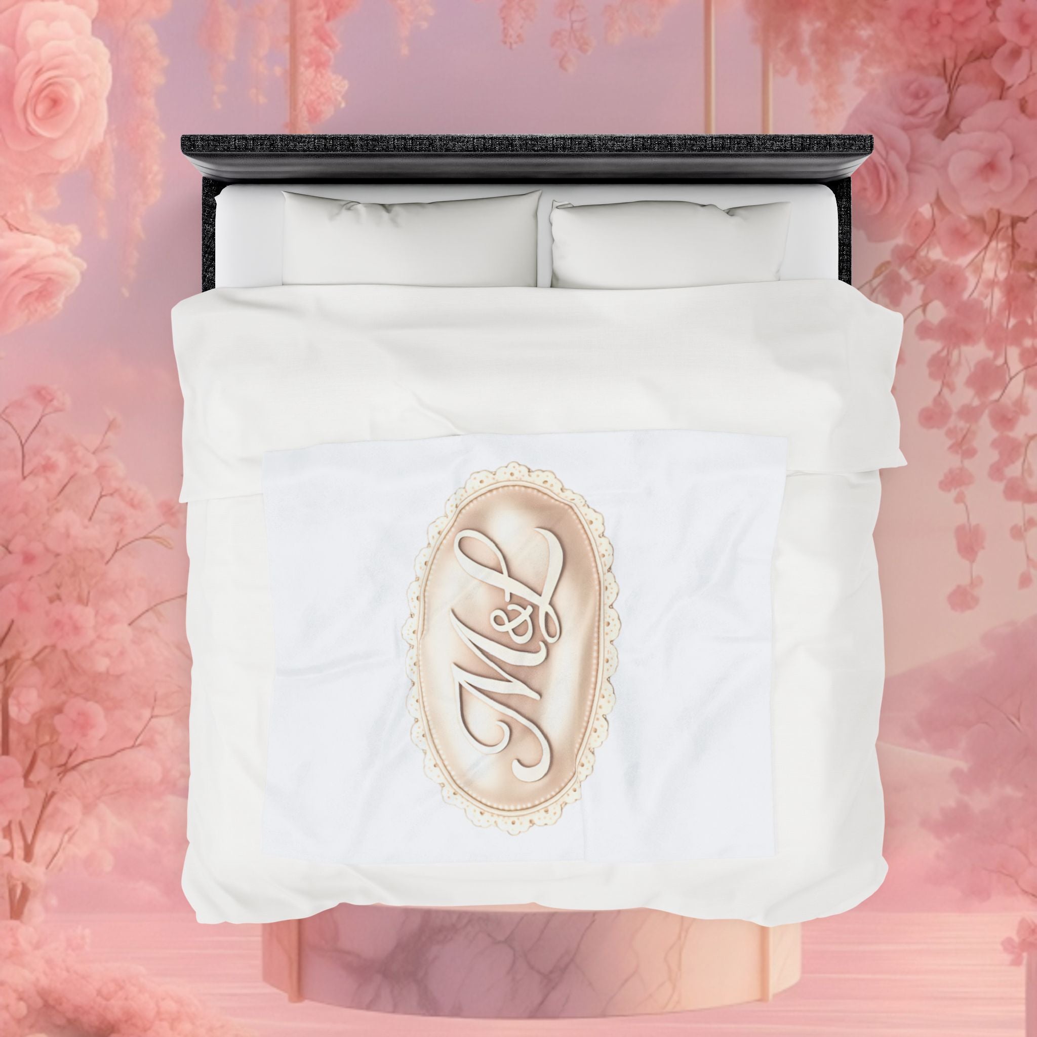 Monogram Velveteen Plush Blanket — Elegant Soft Personalized Throw
