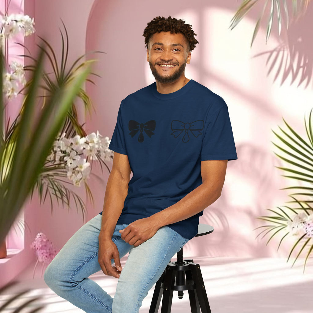 Bow Graphic T‑Shirt — "Milk & Lace — made of sugar." Back Text Tee