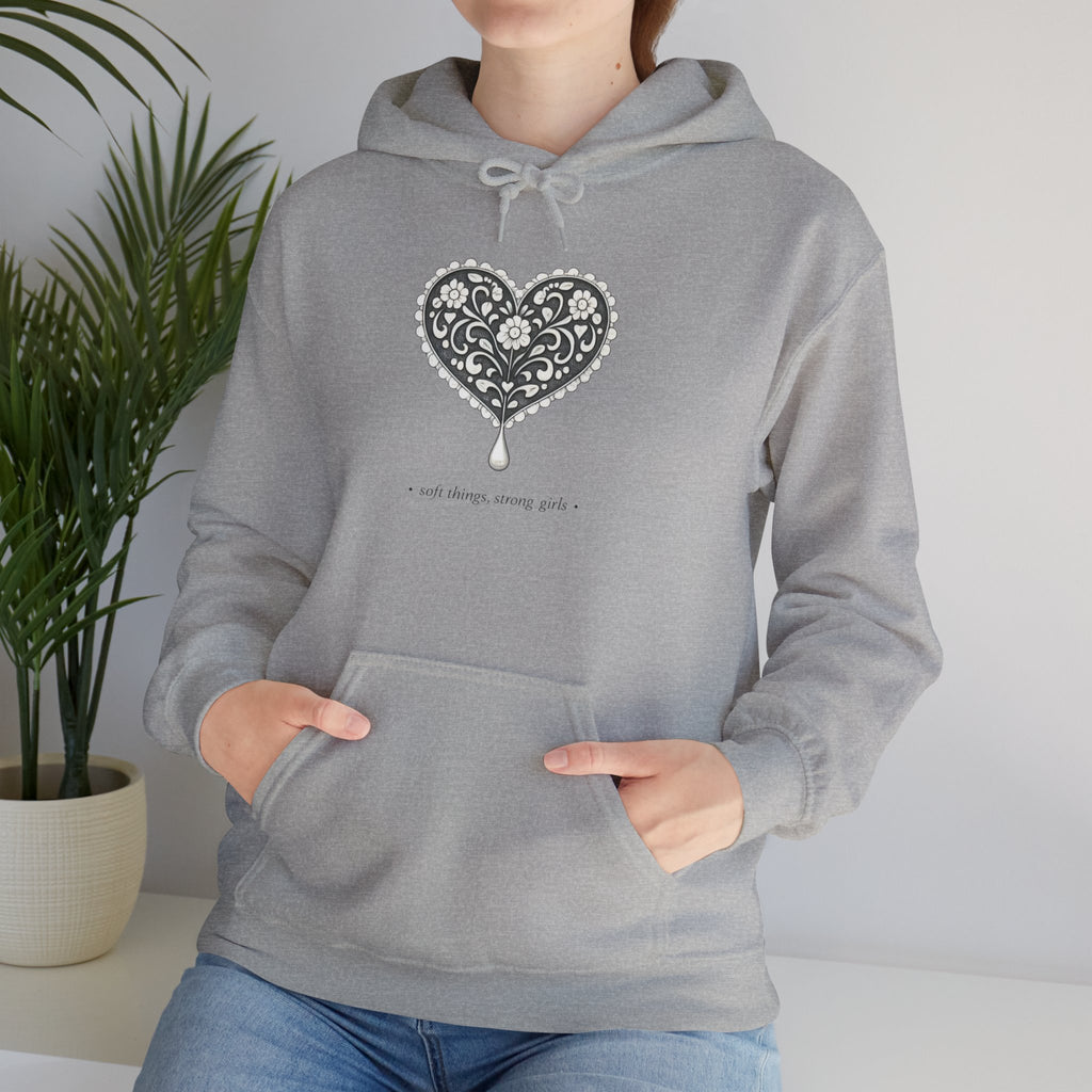 Romantic Delicate Graphic Hoodie — Floral-Inspired Cozy Sweatshirt
