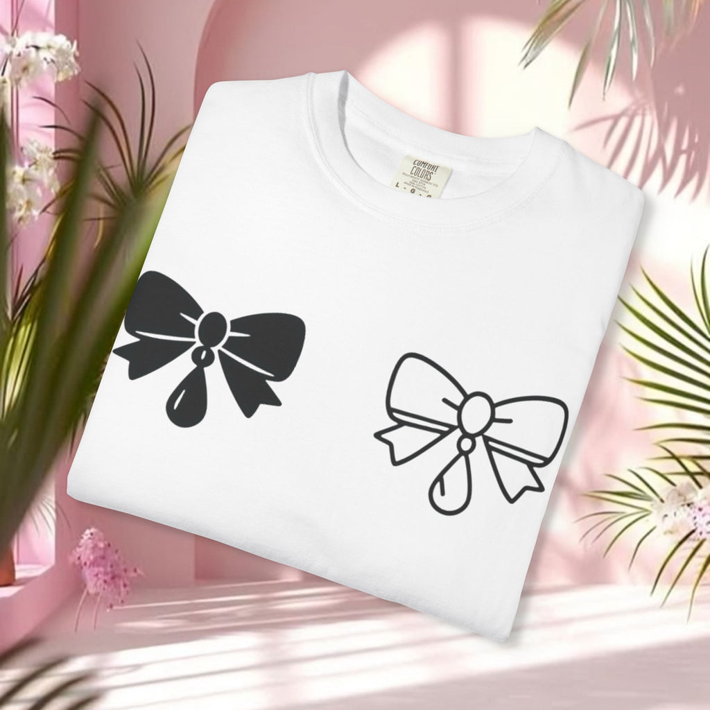 Bow Graphic T‑Shirt — "Milk & Lace — made of sugar." Back Text Tee