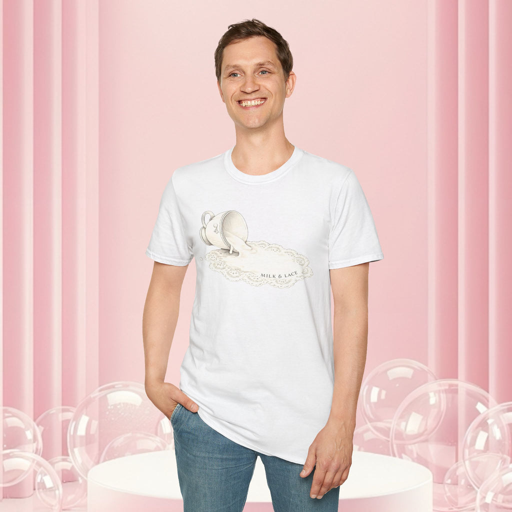 T-Shirt — Spilled Milk & Lace Graphic Tee ("Handle With Sweetness")