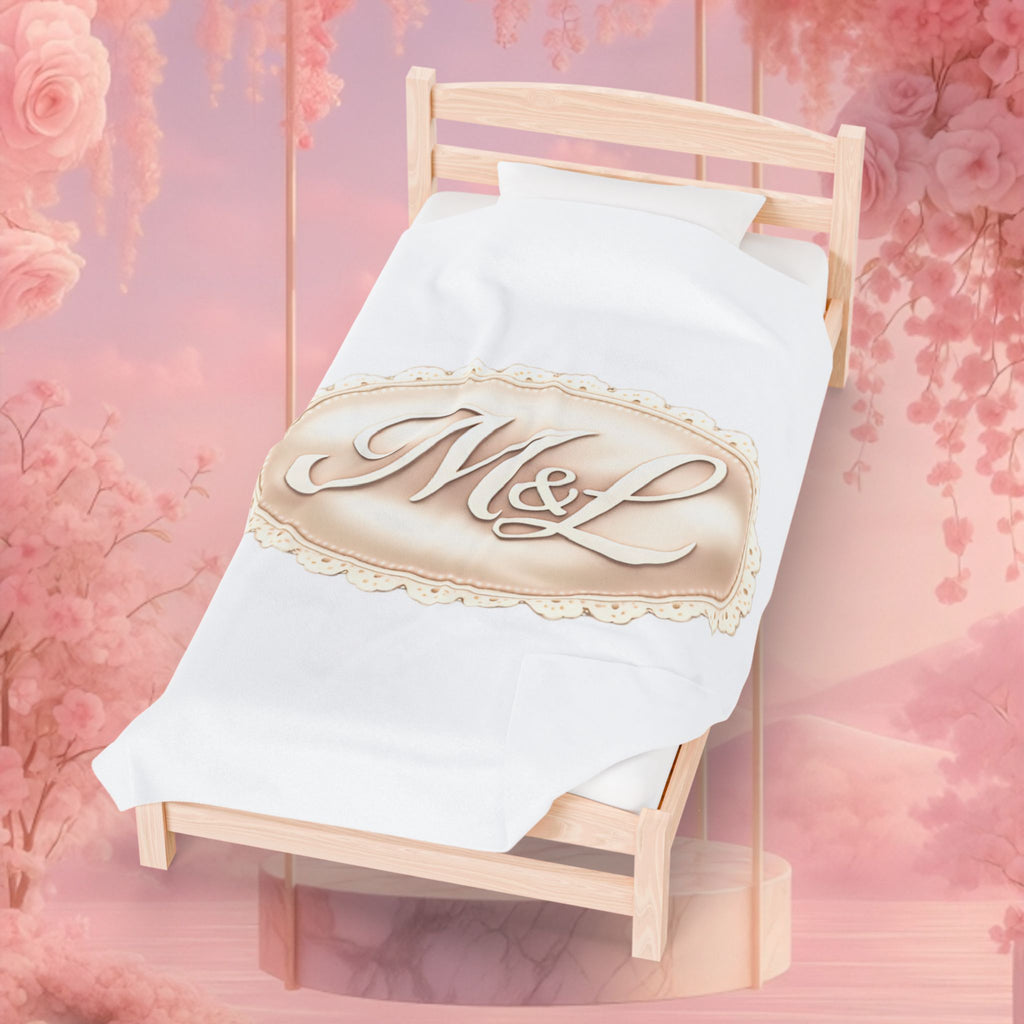 Monogram Velveteen Plush Blanket — Elegant Soft Personalized Throw