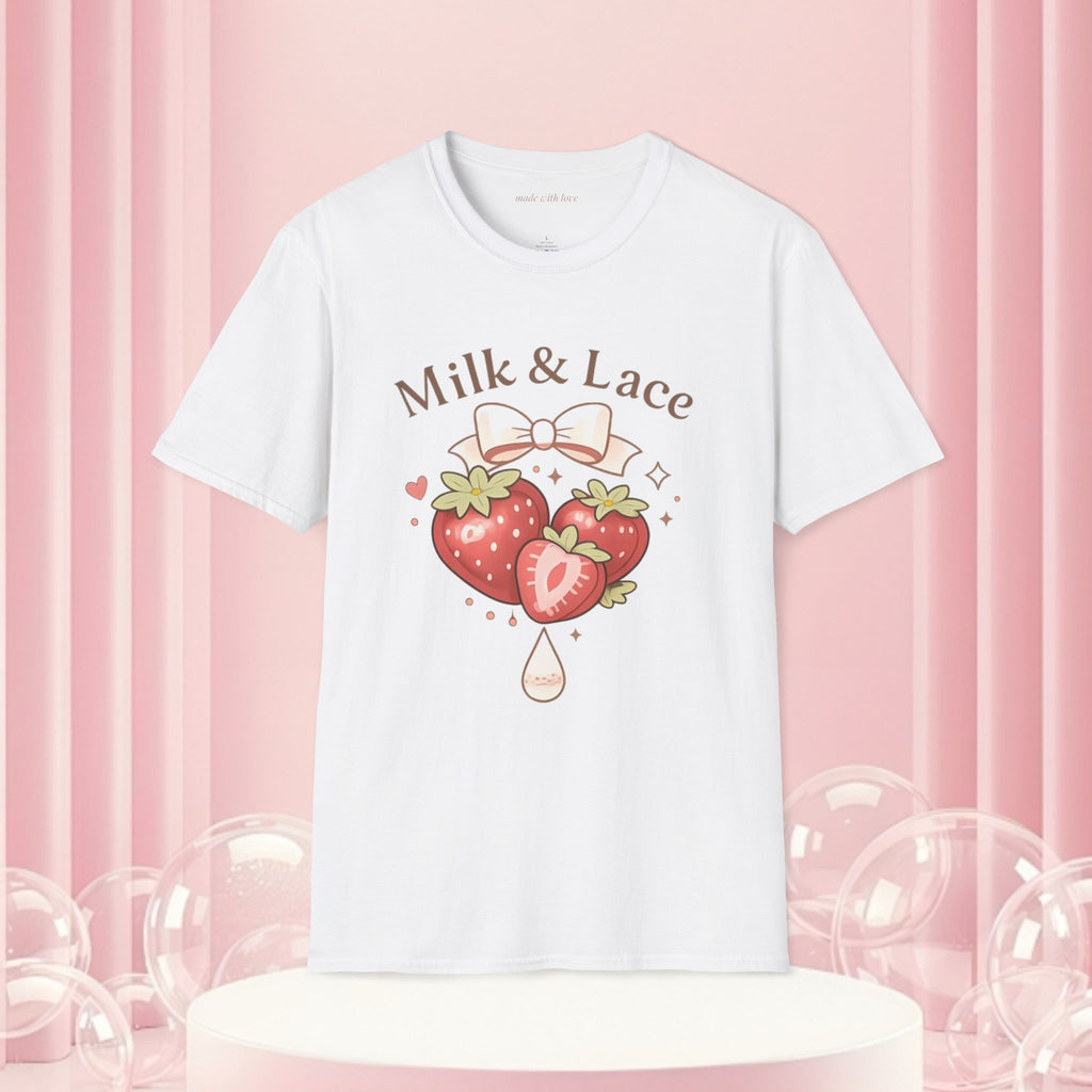 Milk & Lace Strawberry Tee — "Sweet but Deadly" Graphic T-Shirt
