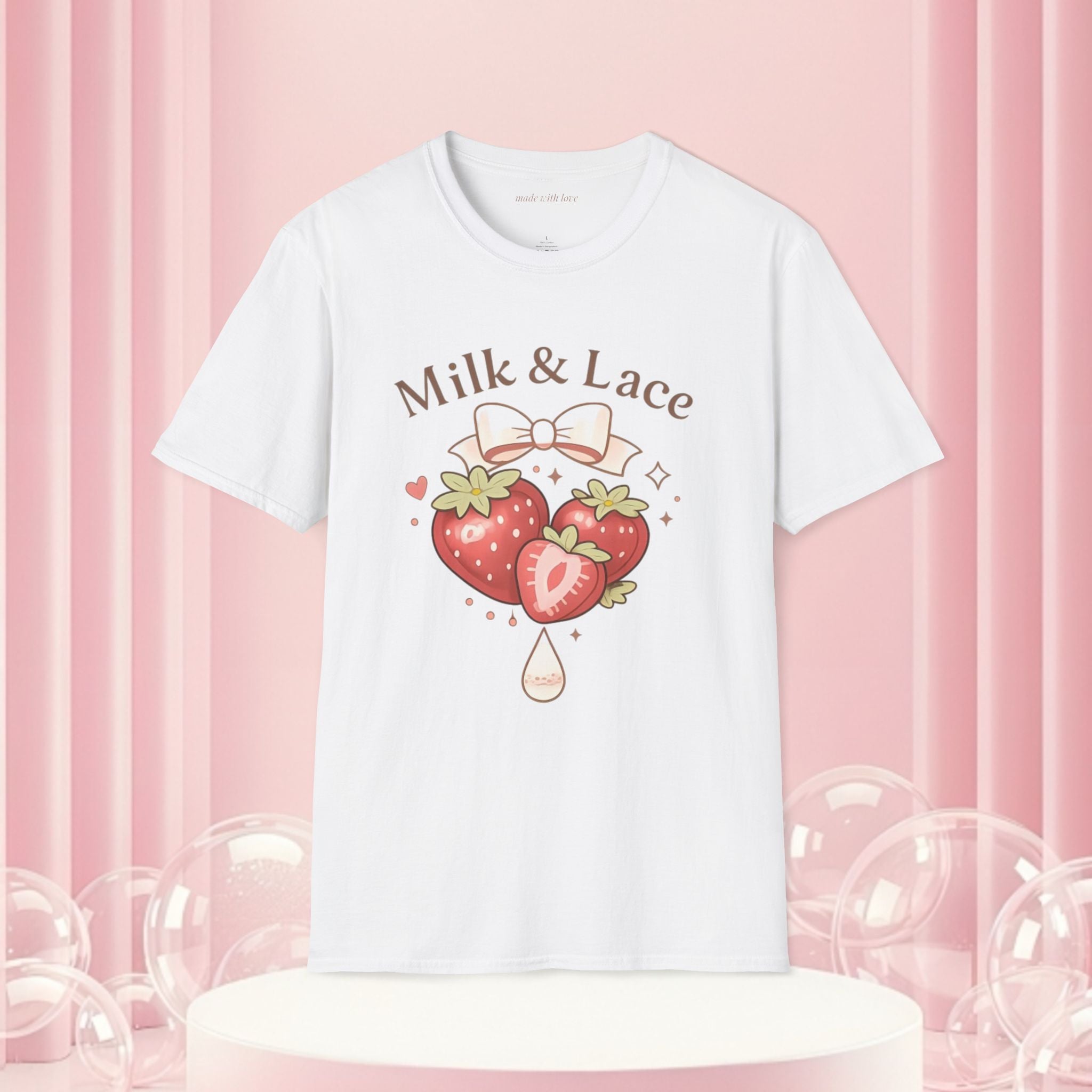Milk & Lace Strawberry Tee — "Sweet but Deadly" Graphic T-Shirt