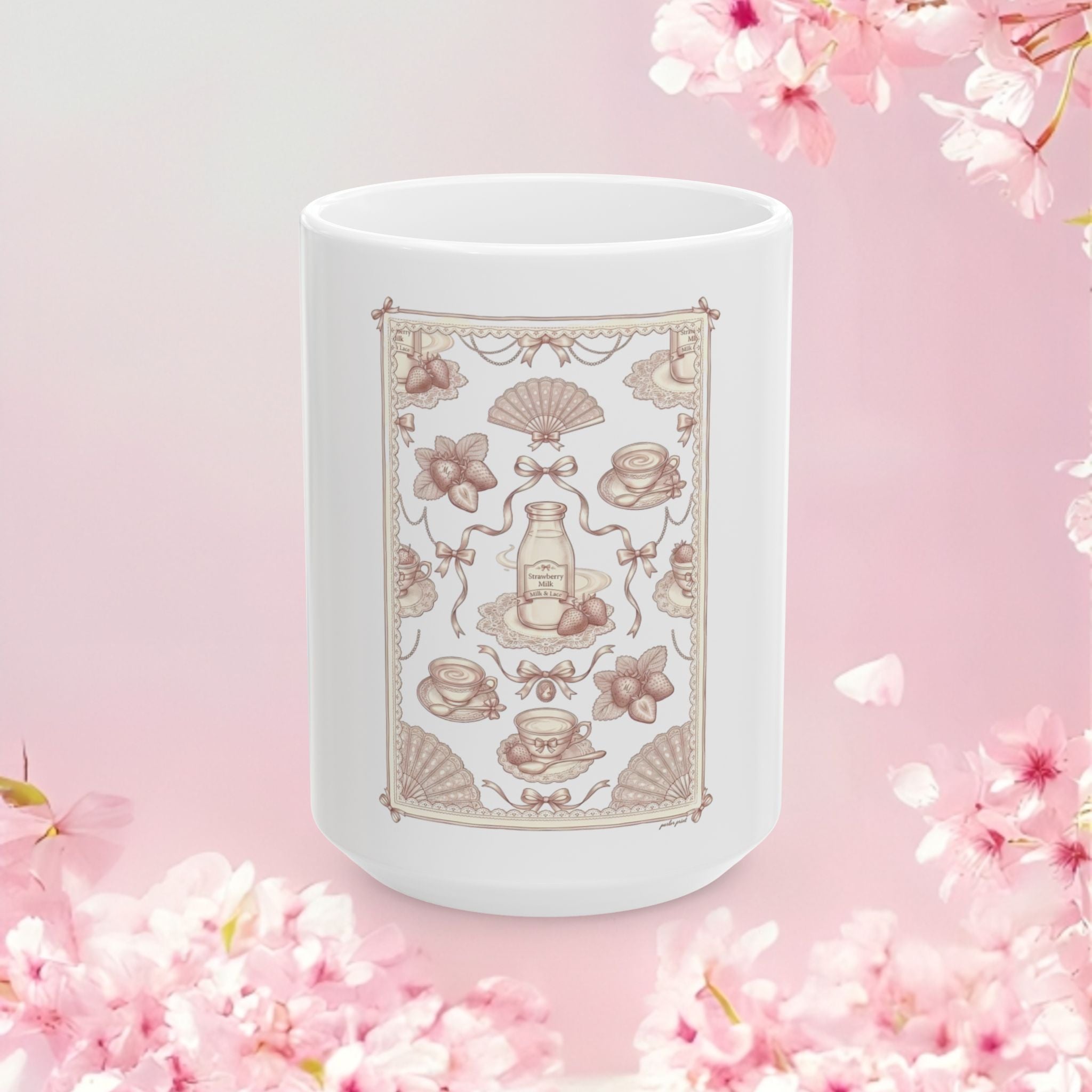 Vintage Floral Ceramic Mug — Delicate Bloom 11oz & 15oz