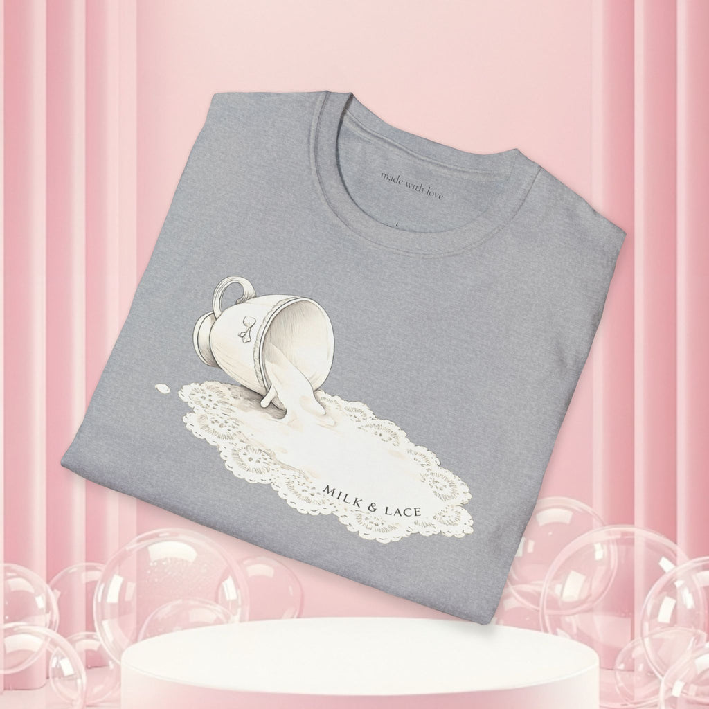T-Shirt — Spilled Milk & Lace Graphic Tee ("Handle With Sweetness")