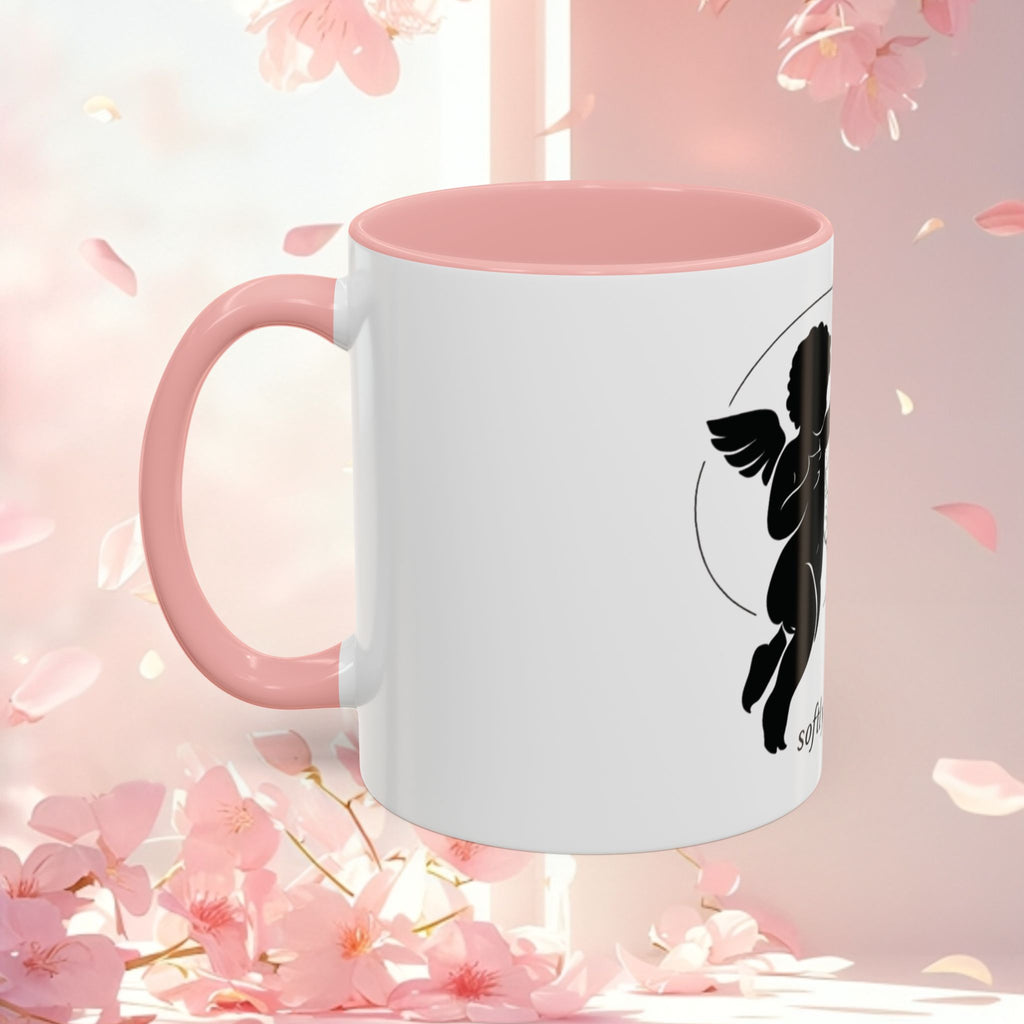 Cherub Illustration Accent Coffee Mug — Confident Angel Design (11/15 oz)