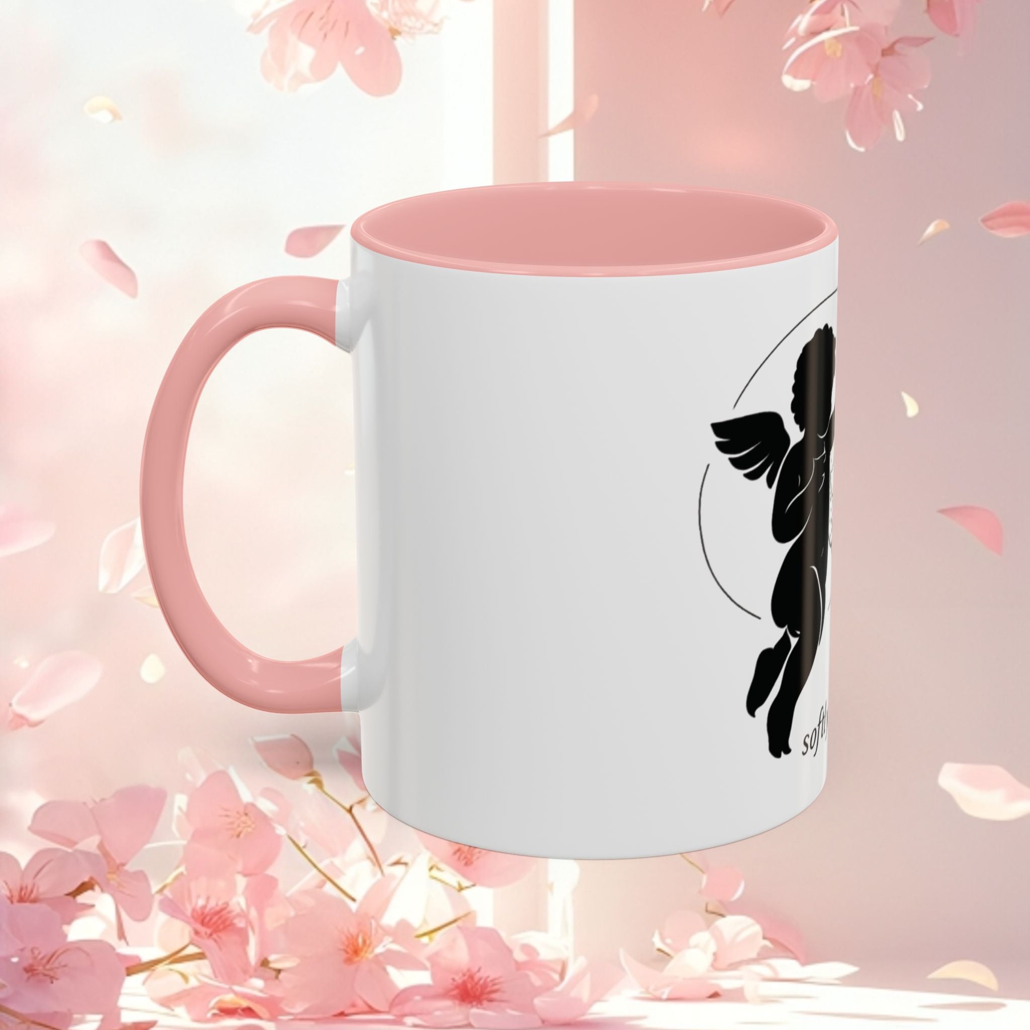 Cherub Illustration Accent Coffee Mug — Confident Angel Design (11/15 oz)