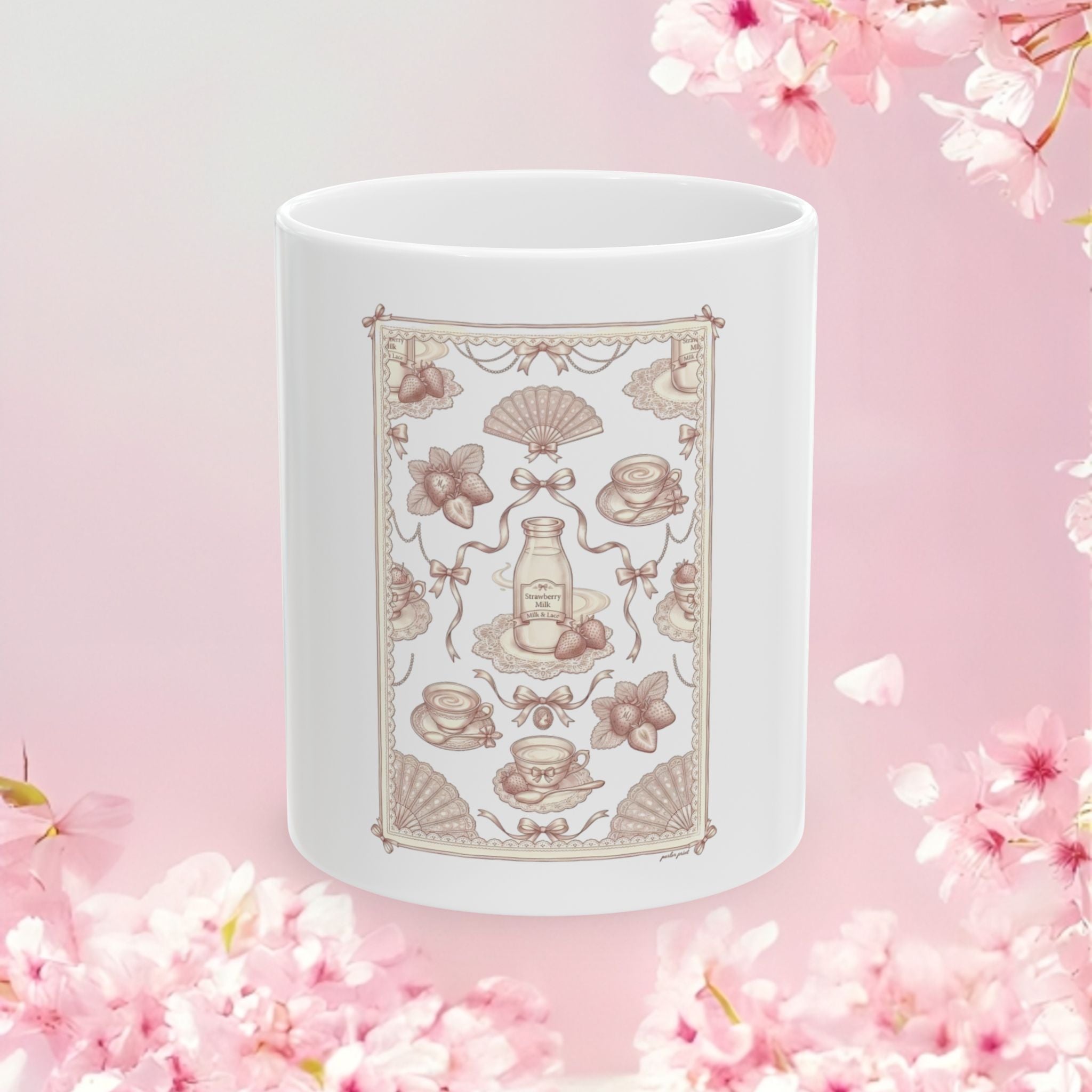 Vintage Floral Ceramic Mug — Delicate Bloom 11oz & 15oz