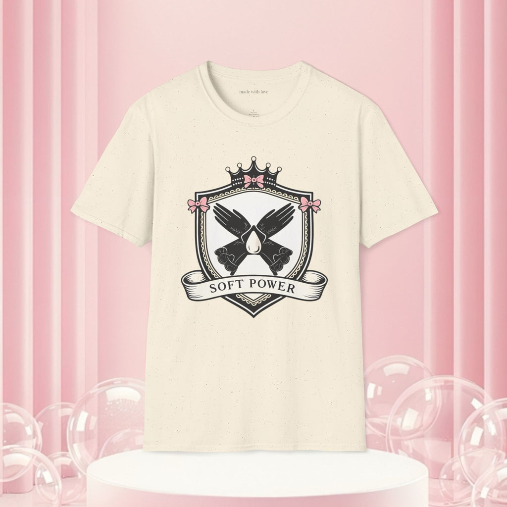 Soft Power Crest T‑Shirt — 'Milk & Lace' Feminine Crest Tee