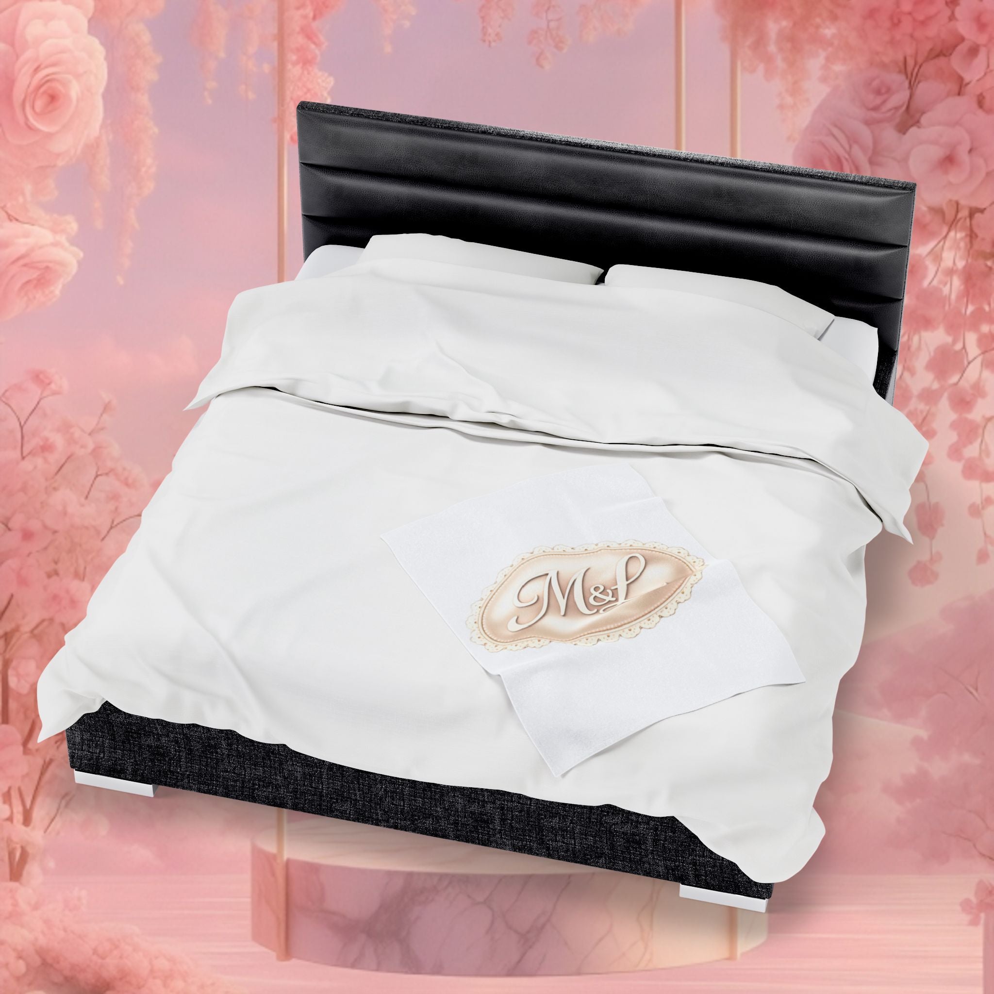 Monogram Velveteen Plush Blanket — Elegant Soft Personalized Throw