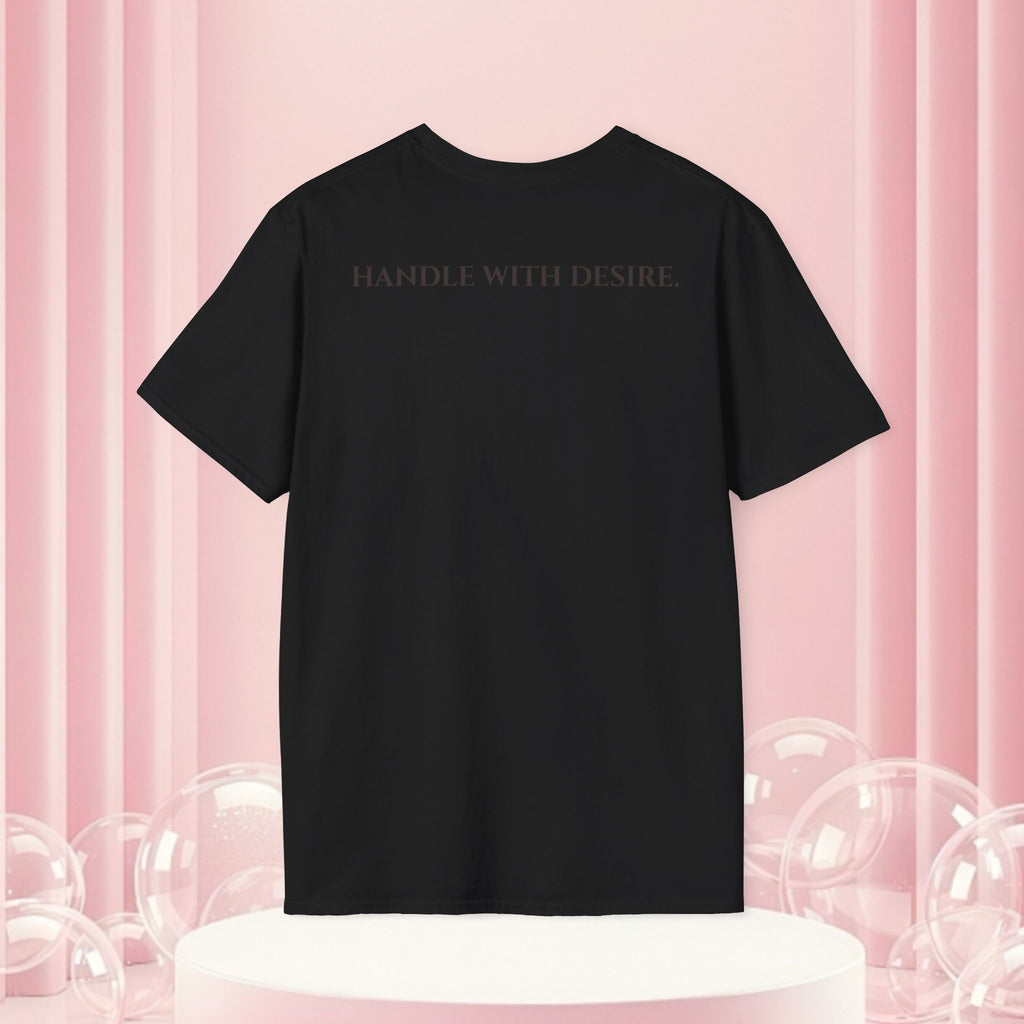 Milk & Lace Graphic T-Shirt — 'Handle With Desire' Vintage Cherub Design