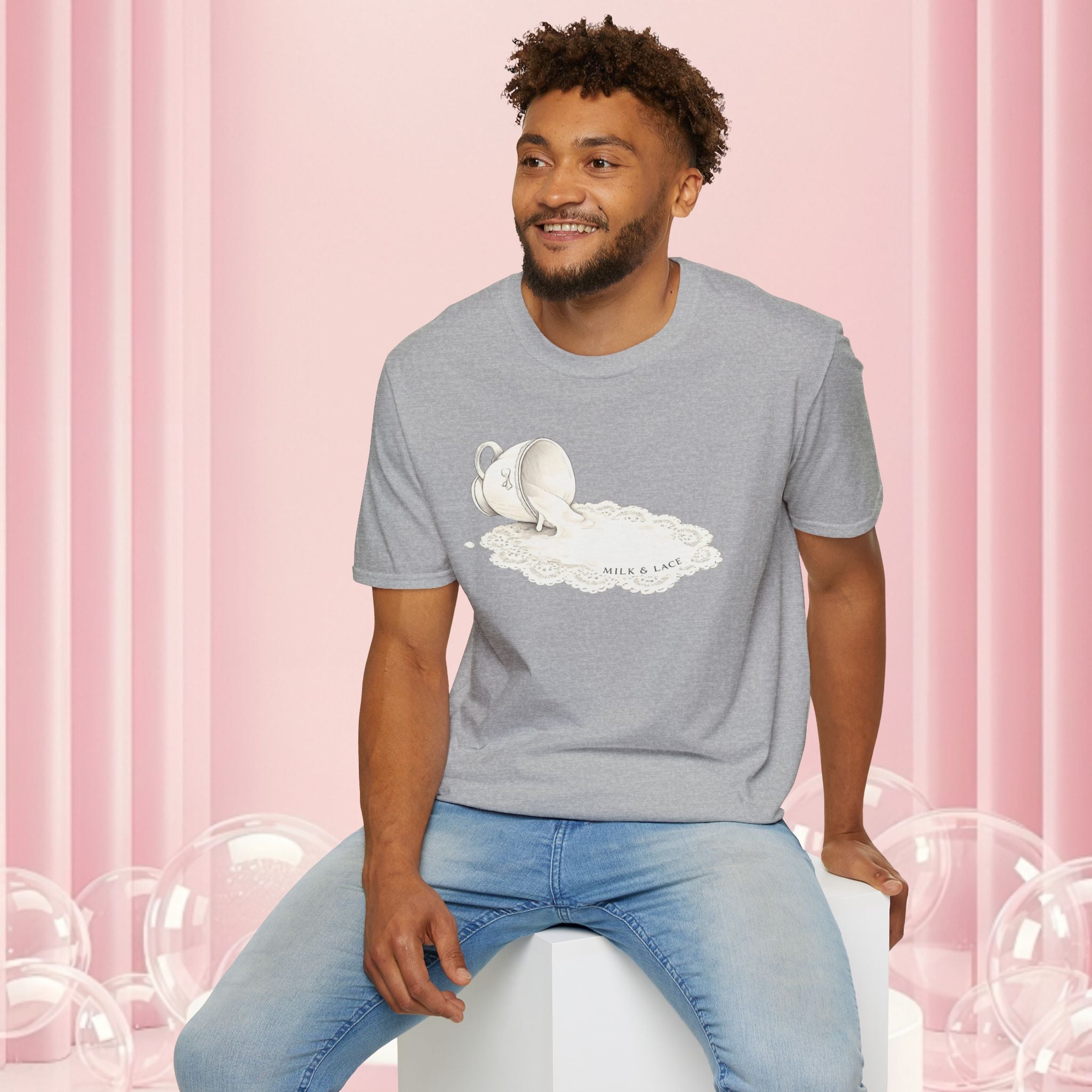 T-Shirt — Spilled Milk & Lace Graphic Tee ("Handle With Sweetness")