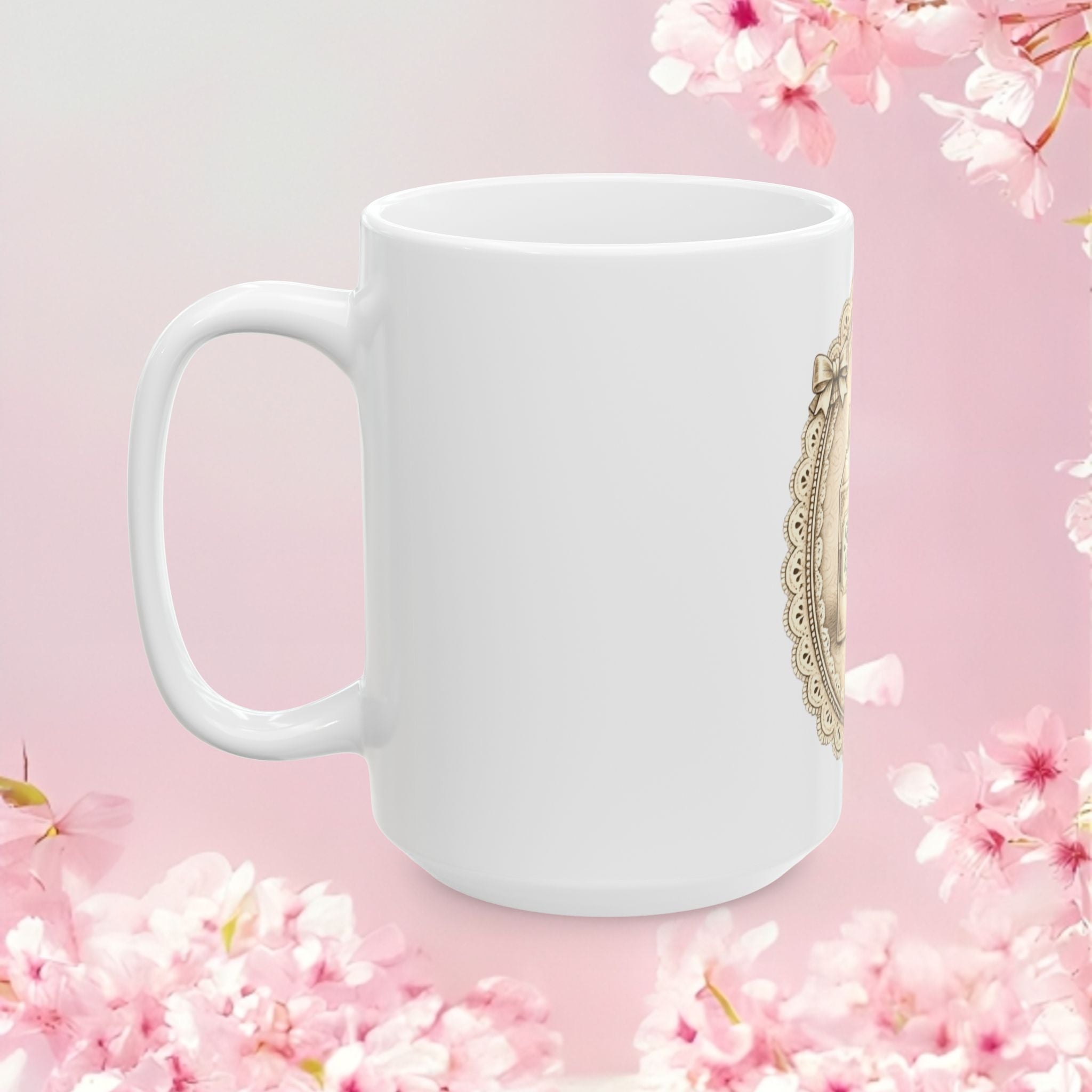 Retro Decorative Ceramic Mug — Gentle Vintage-Style Coffee Cup (11oz & 15oz)