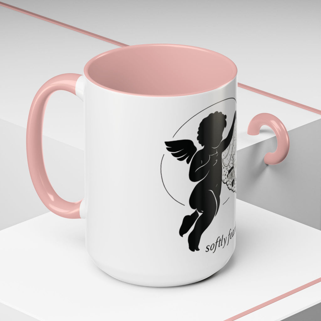 Cherub Illustration Accent Coffee Mug — Confident Angel Design (11/15 oz)
