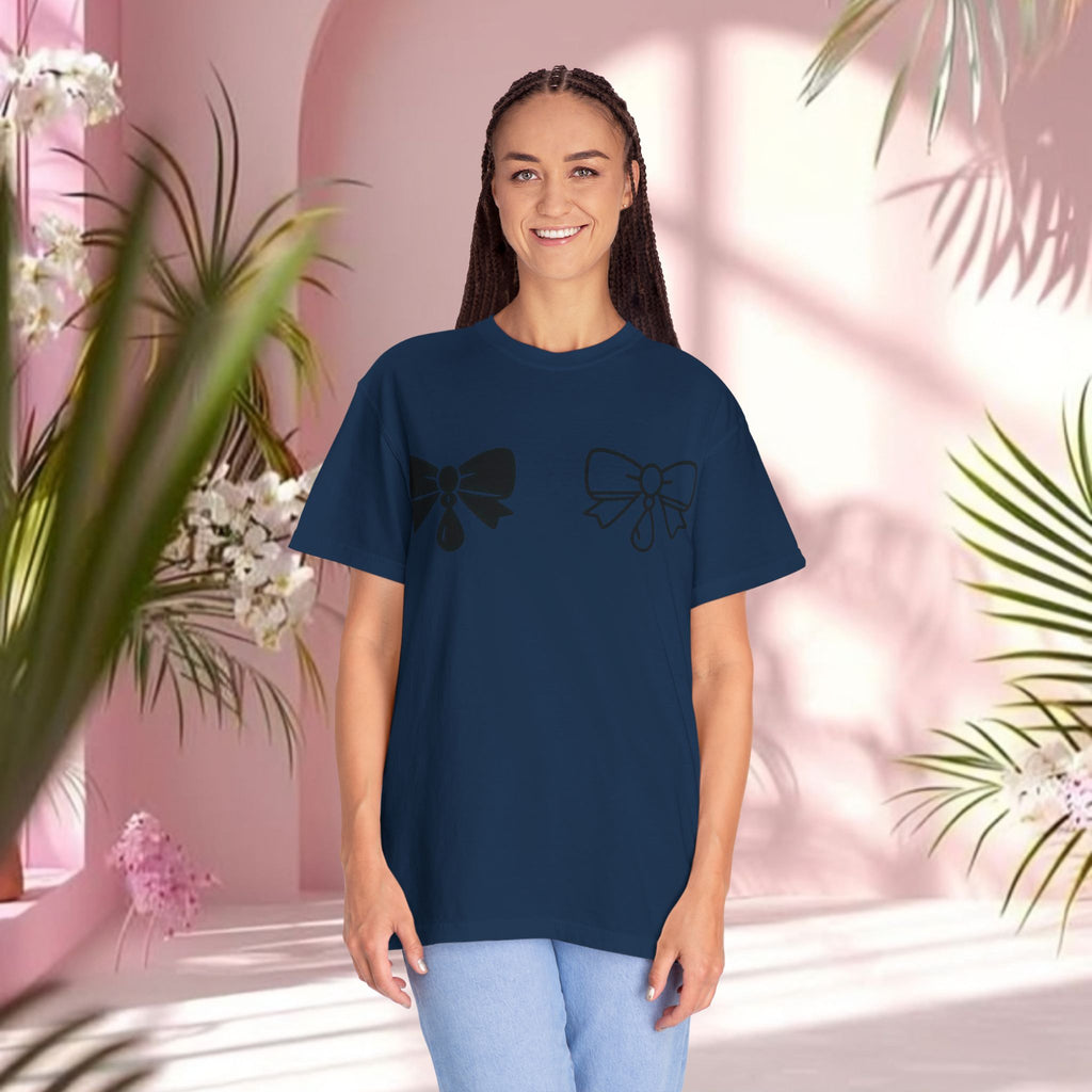 Bow Graphic T‑Shirt — "Milk & Lace — made of sugar." Back Text Tee