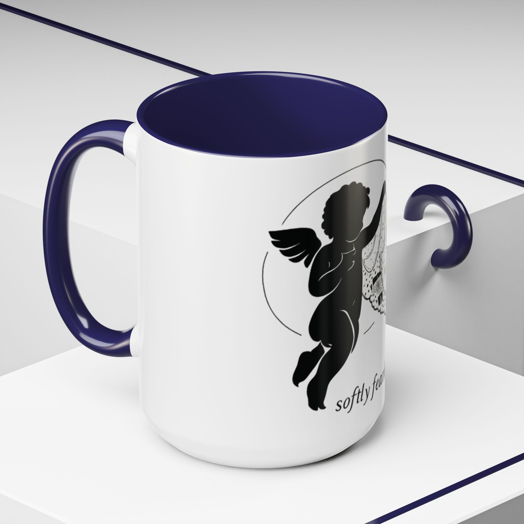 Cherub Illustration Accent Coffee Mug — Confident Angel Design (11/15 oz)