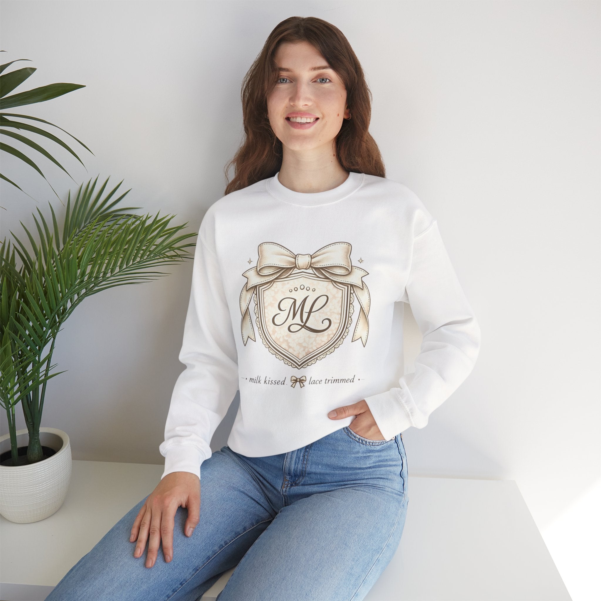 Vintage Cream Monogram Crewneck Sweatshirt