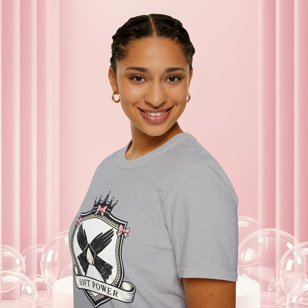 Soft Power Crest T‑Shirt — 'Milk & Lace' Feminine Crest Tee