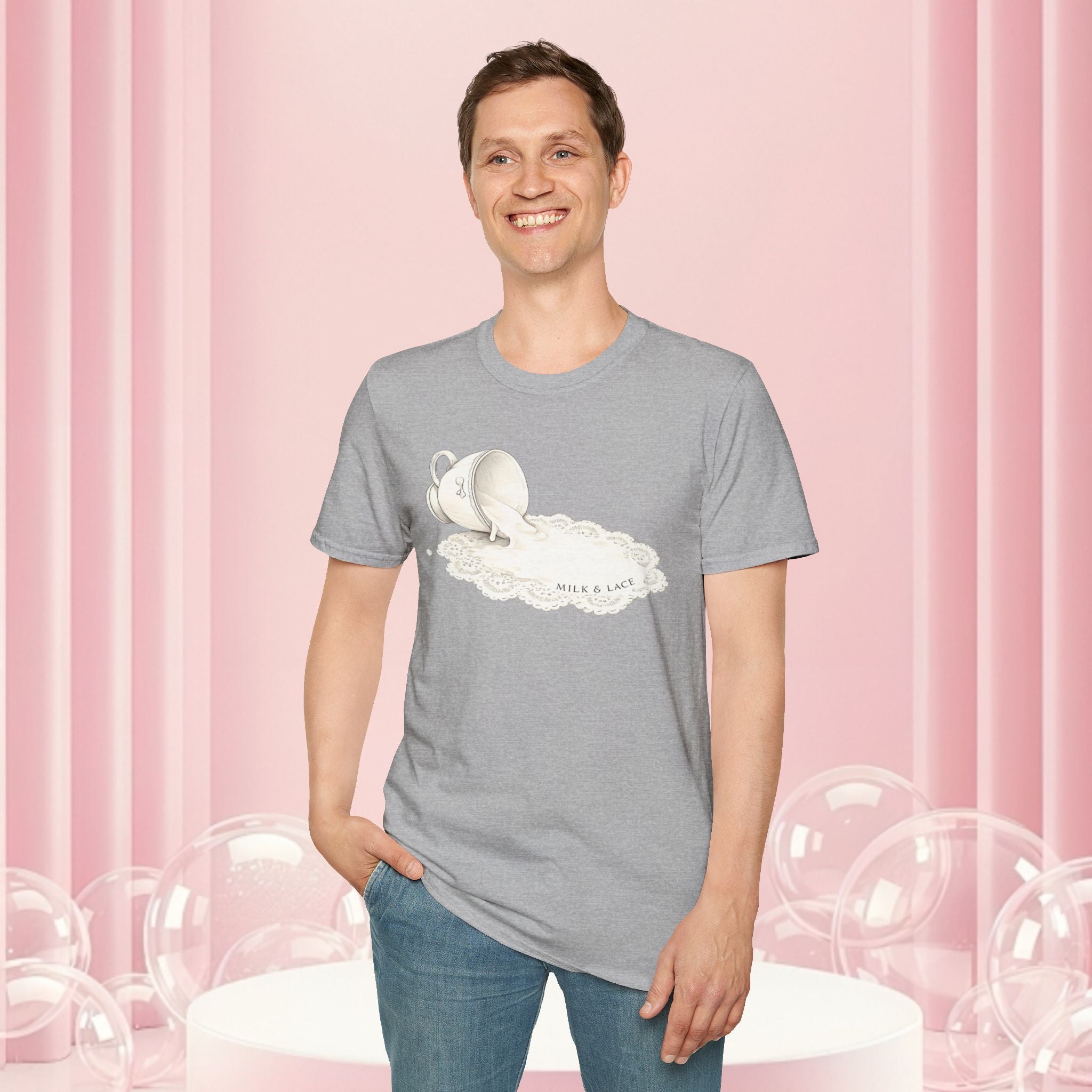 T-Shirt — Spilled Milk & Lace Graphic Tee ("Handle With Sweetness")