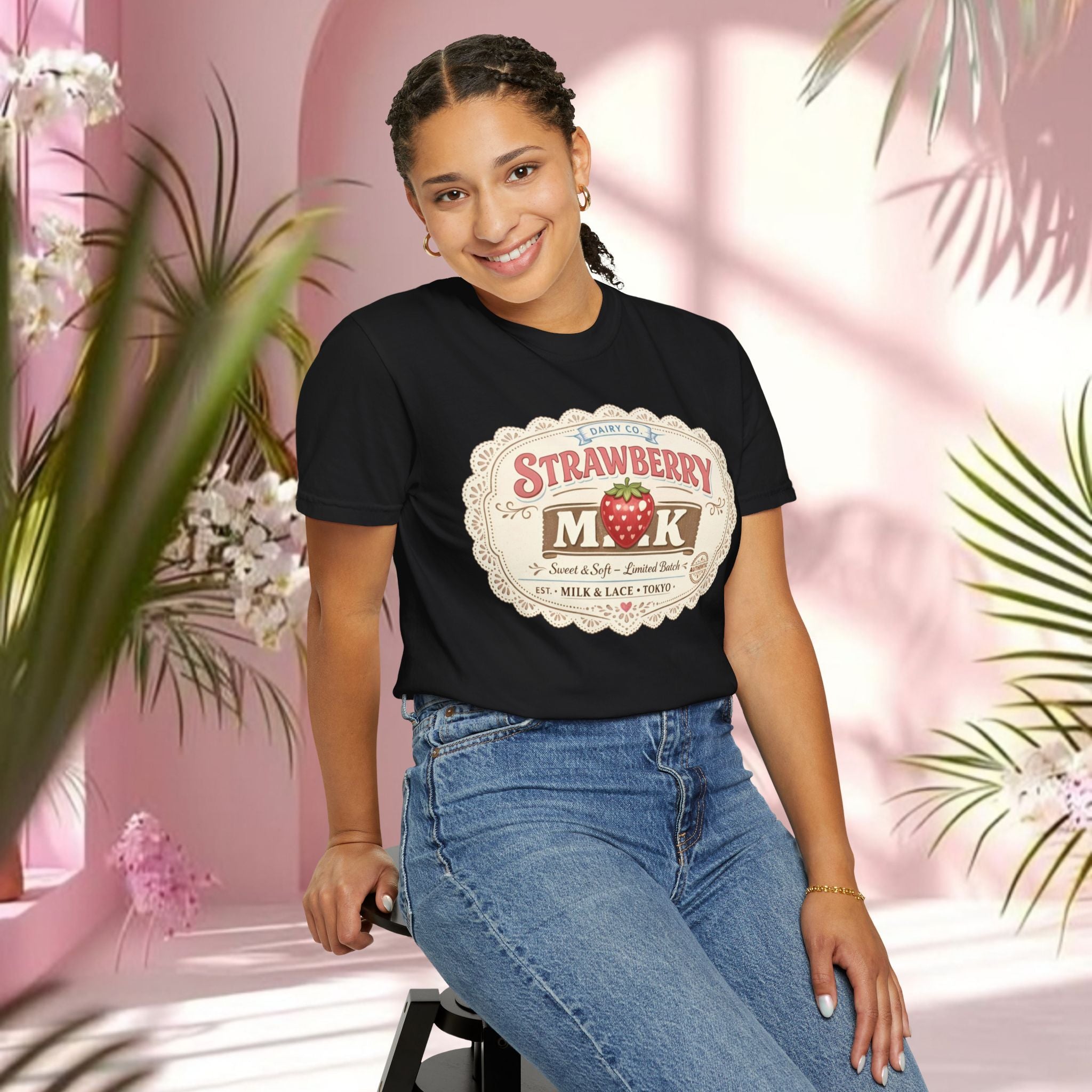 Strawberry Milk Vintage Label T-Shirt