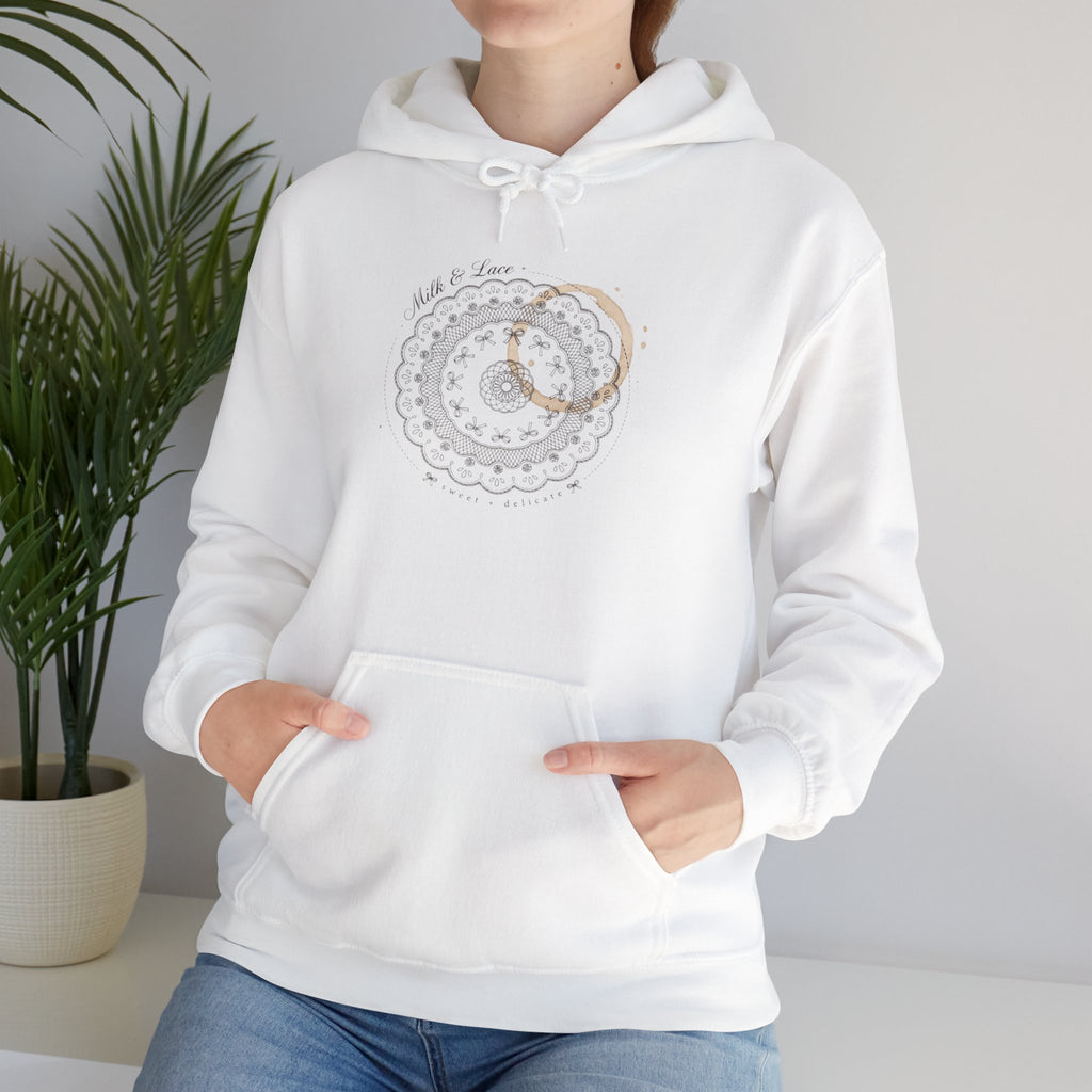Mandala Coffee Stain Hoodie — Minimalist Boho Sweatshirt