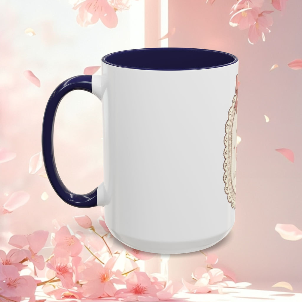 Cute Vintage Kawaii Accent Coffee Mug — Charming Retro Anime-Style Ceramic Mug (11/15 oz)