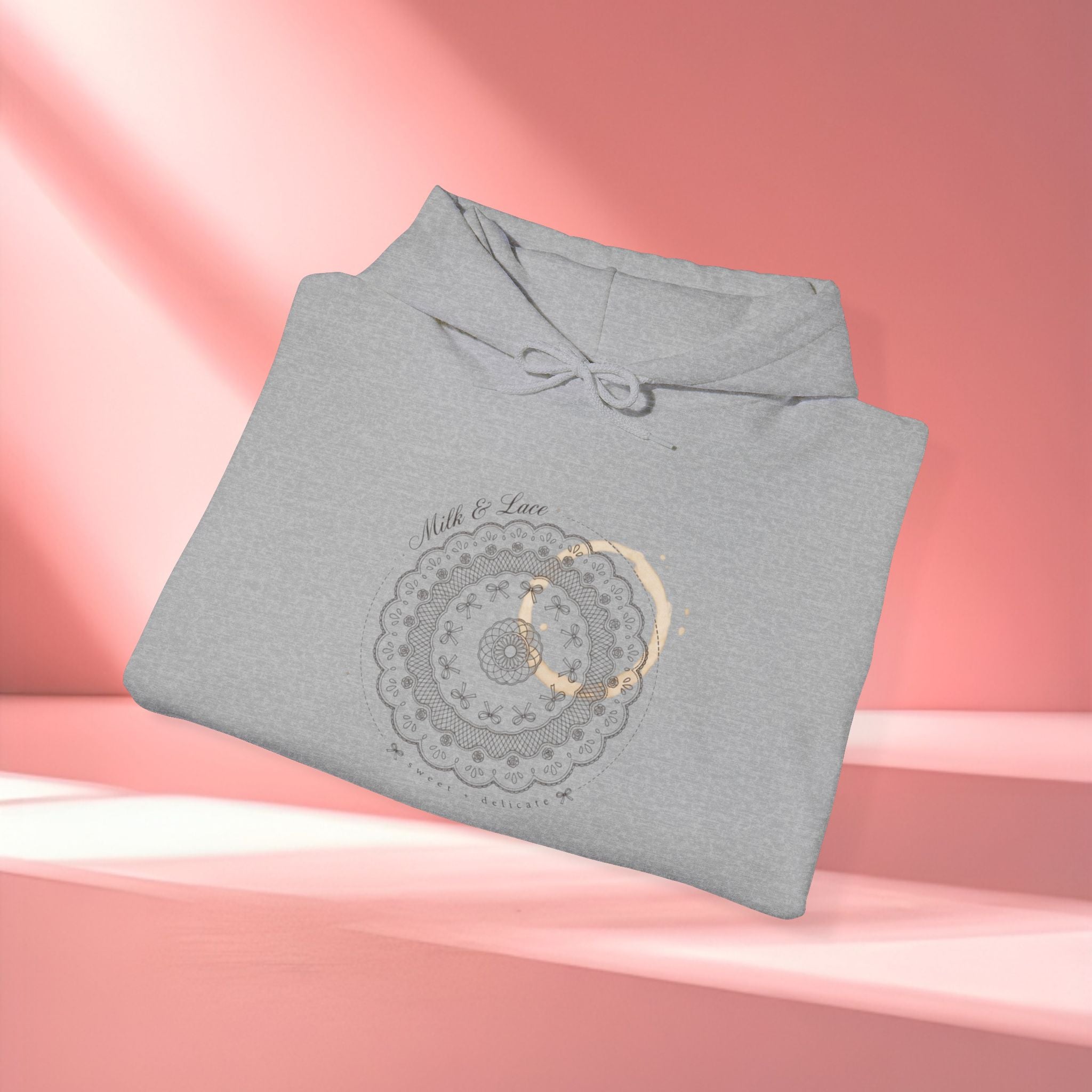 Mandala Coffee Stain Hoodie — Minimalist Boho Sweatshirt